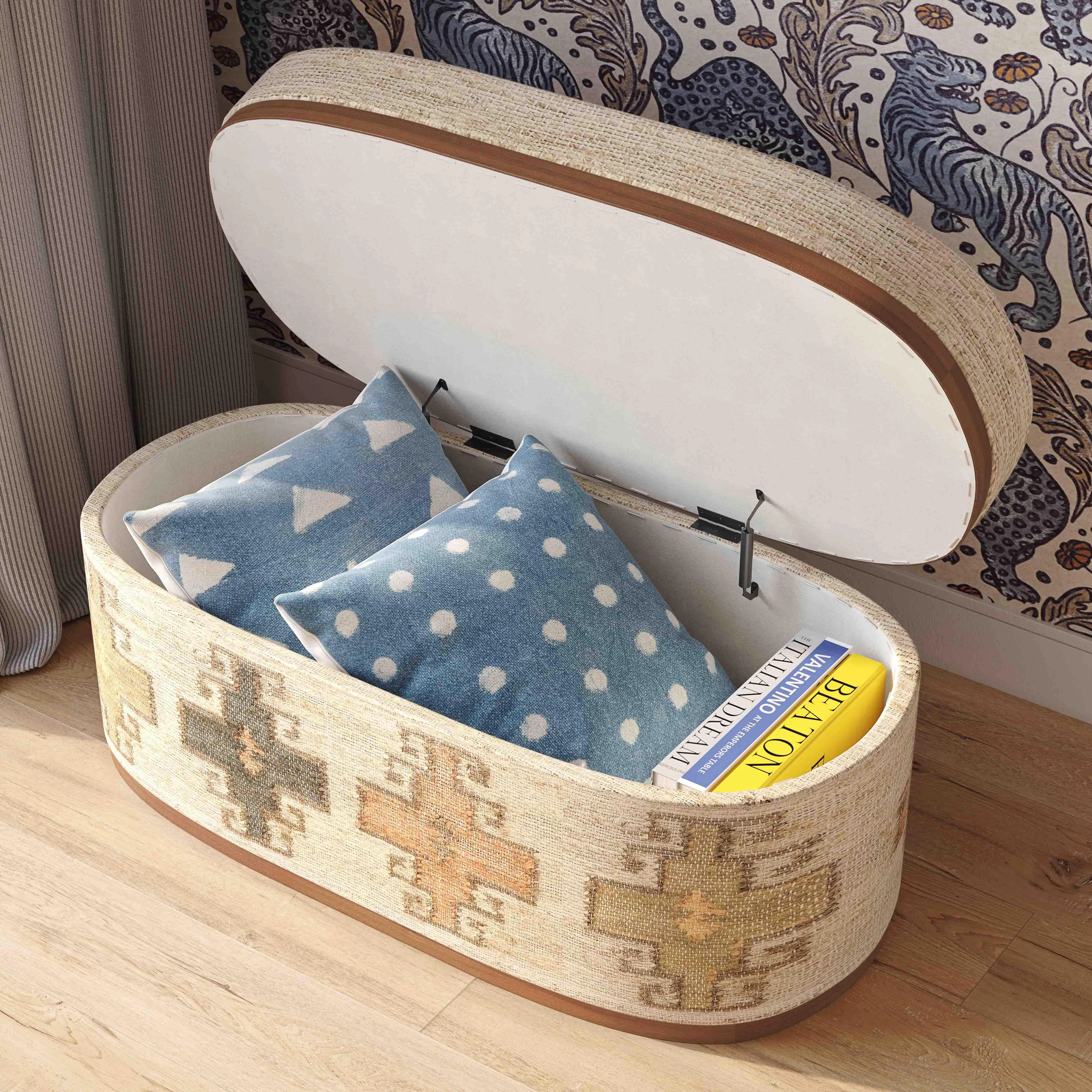 Olivier Cotton Oval Storage Ottoman 11 Olivier Cotton Oval Storage Ottoman