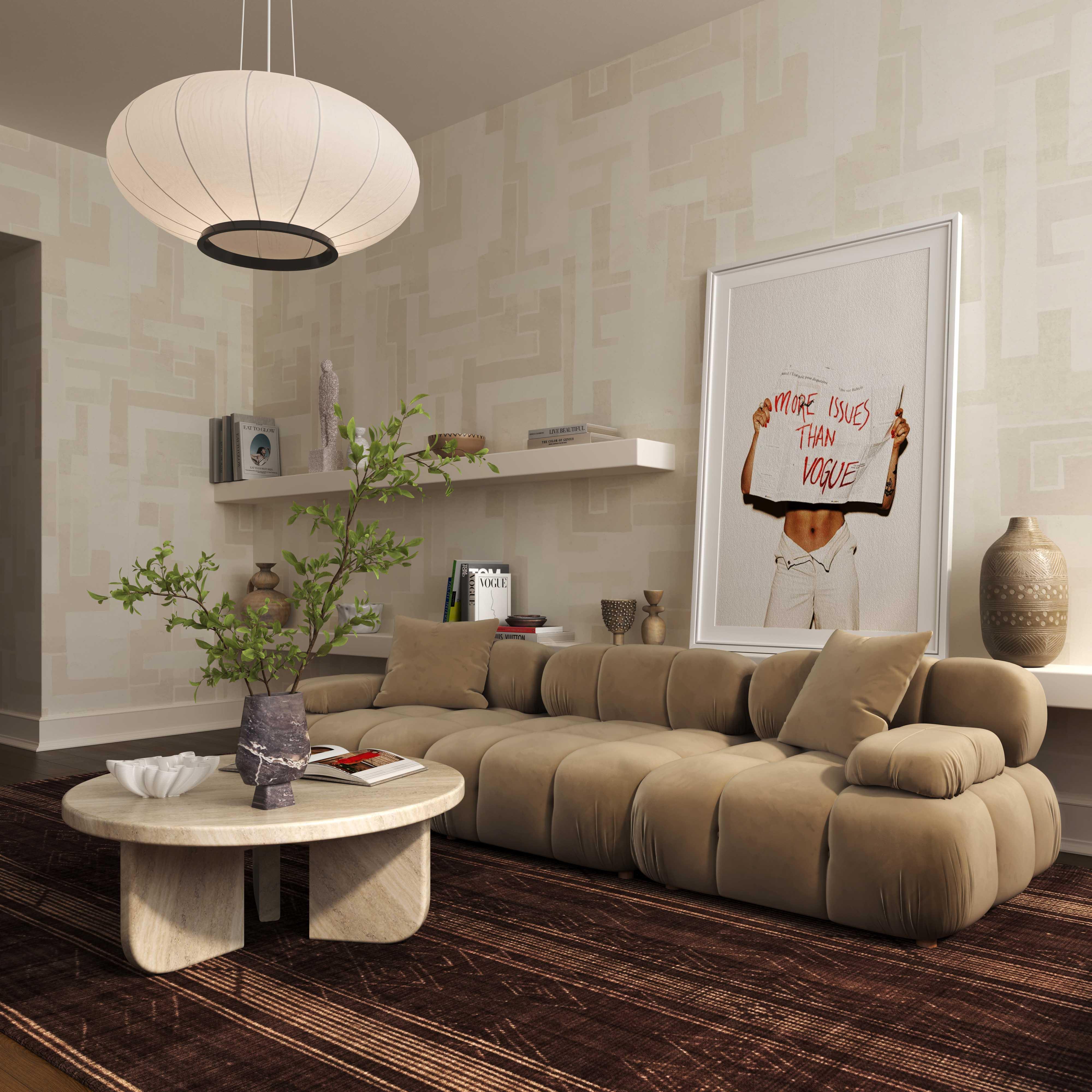 Calliope Cafe Au Lait Performance Velvet Modular Sofa 8 Calliope Cafe Au Lait Performance Velvet Modular Sofa