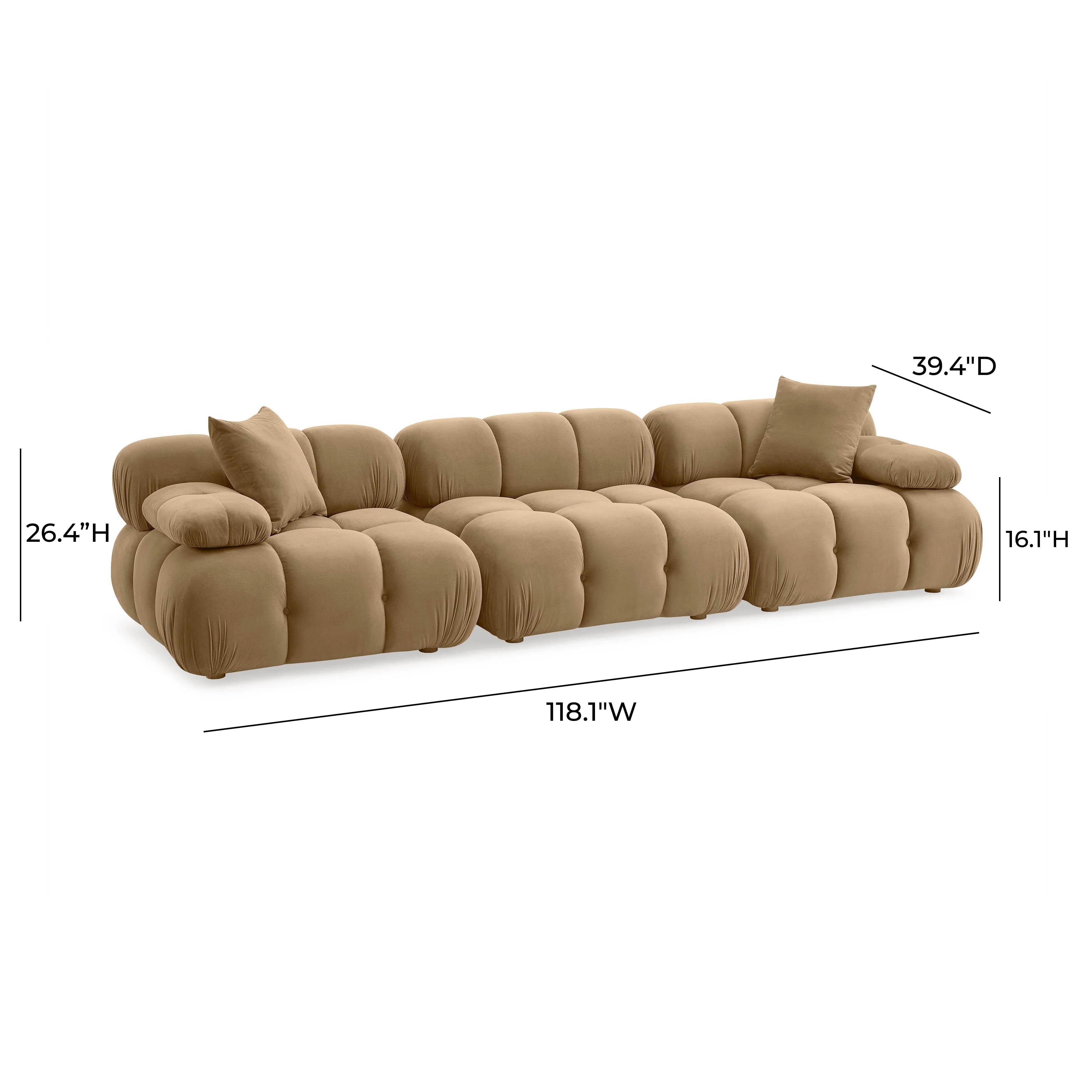 Calliope Cafe Au Lait Performance Velvet Modular Sofa 12 Calliope Cafe Au Lait Performance Velvet Modular Sofa