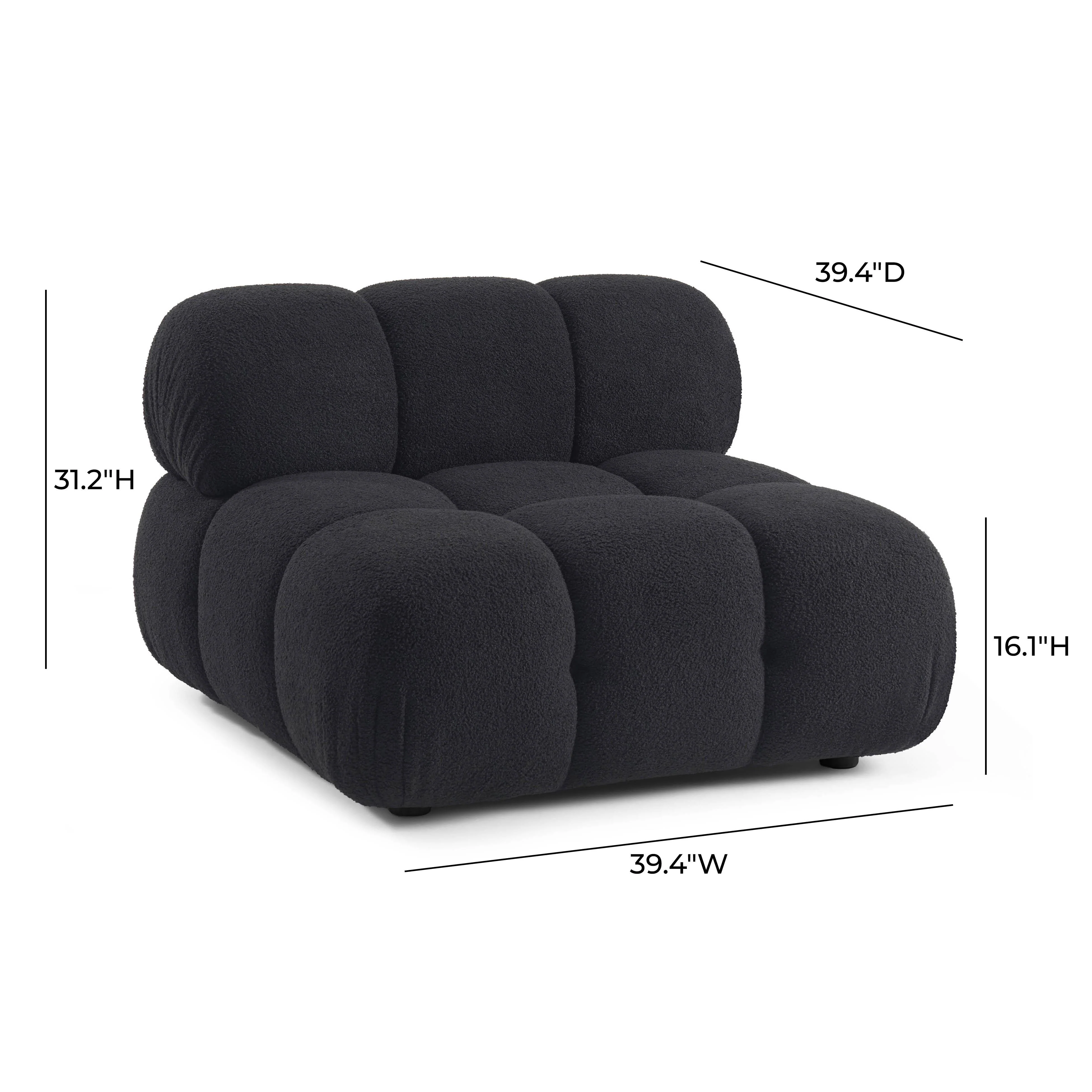 Calliope Vegan Shearling Modular Armless Chair 25 Calliope Vegan Shearling Modular Armless Chair