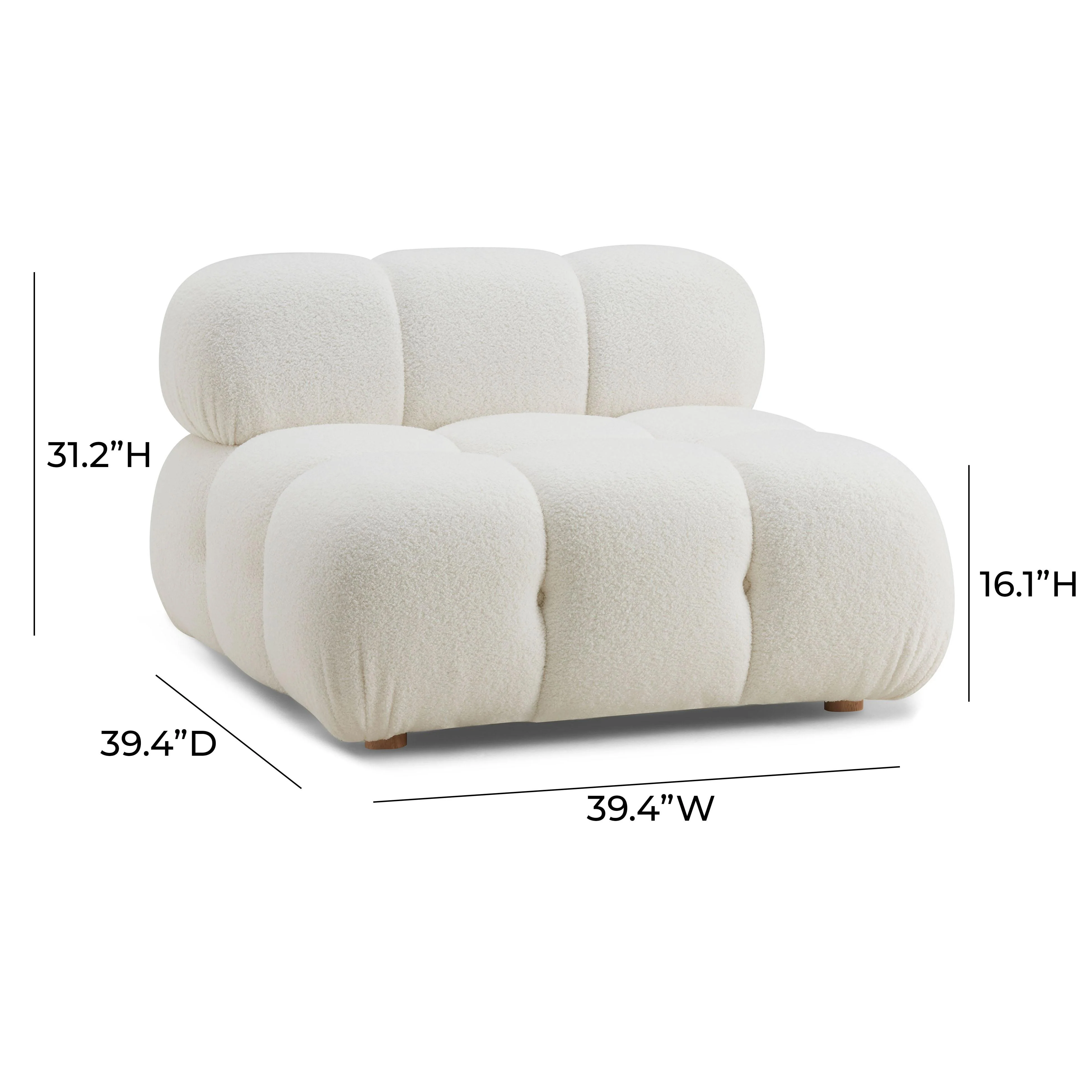 Calliope Vegan Shearling Modular Armless Chair 19 Calliope Vegan Shearling Modular Armless Chair