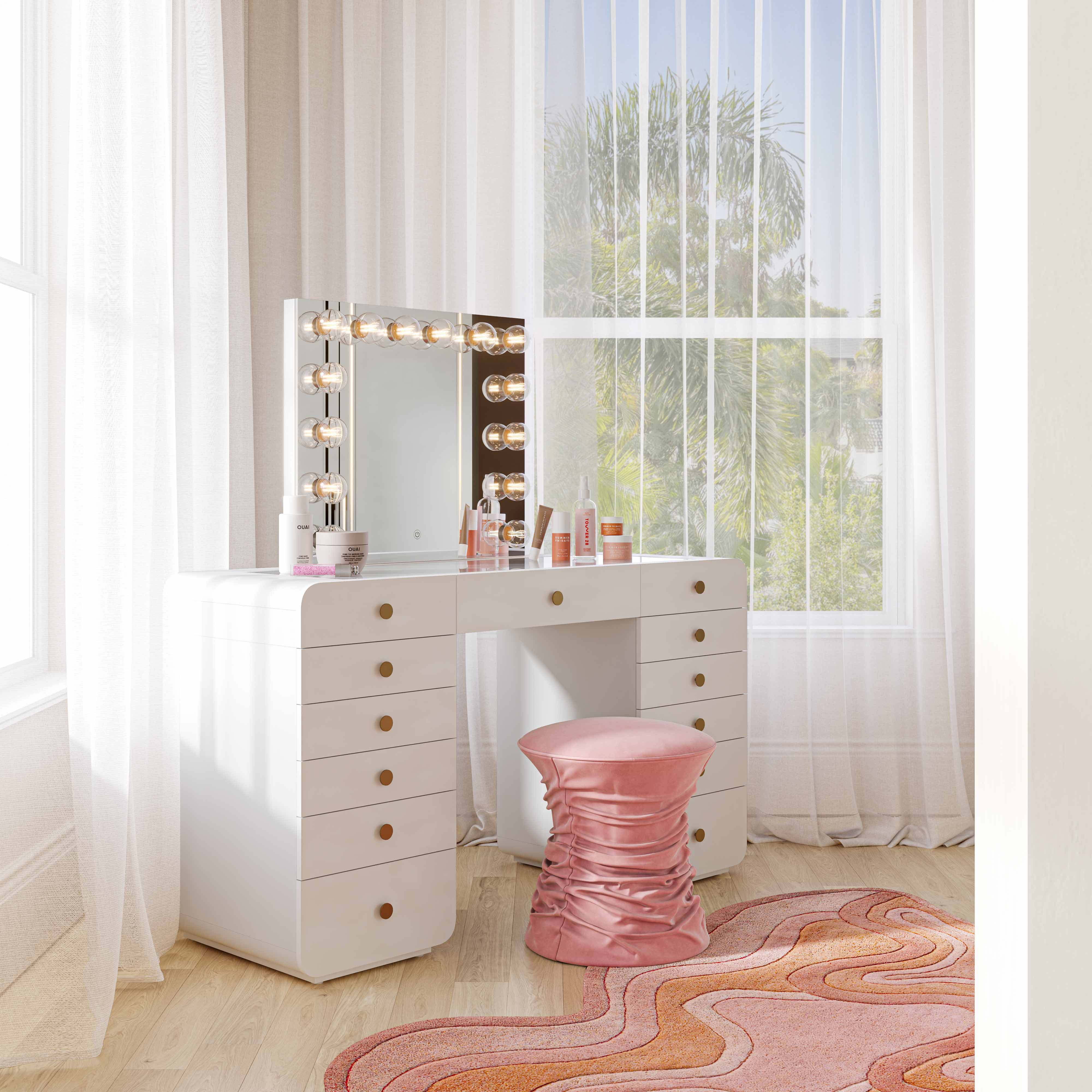 Hollywood White Desk with Vanity Mirror 10 Hollywood White Desk with Vanity Mirror