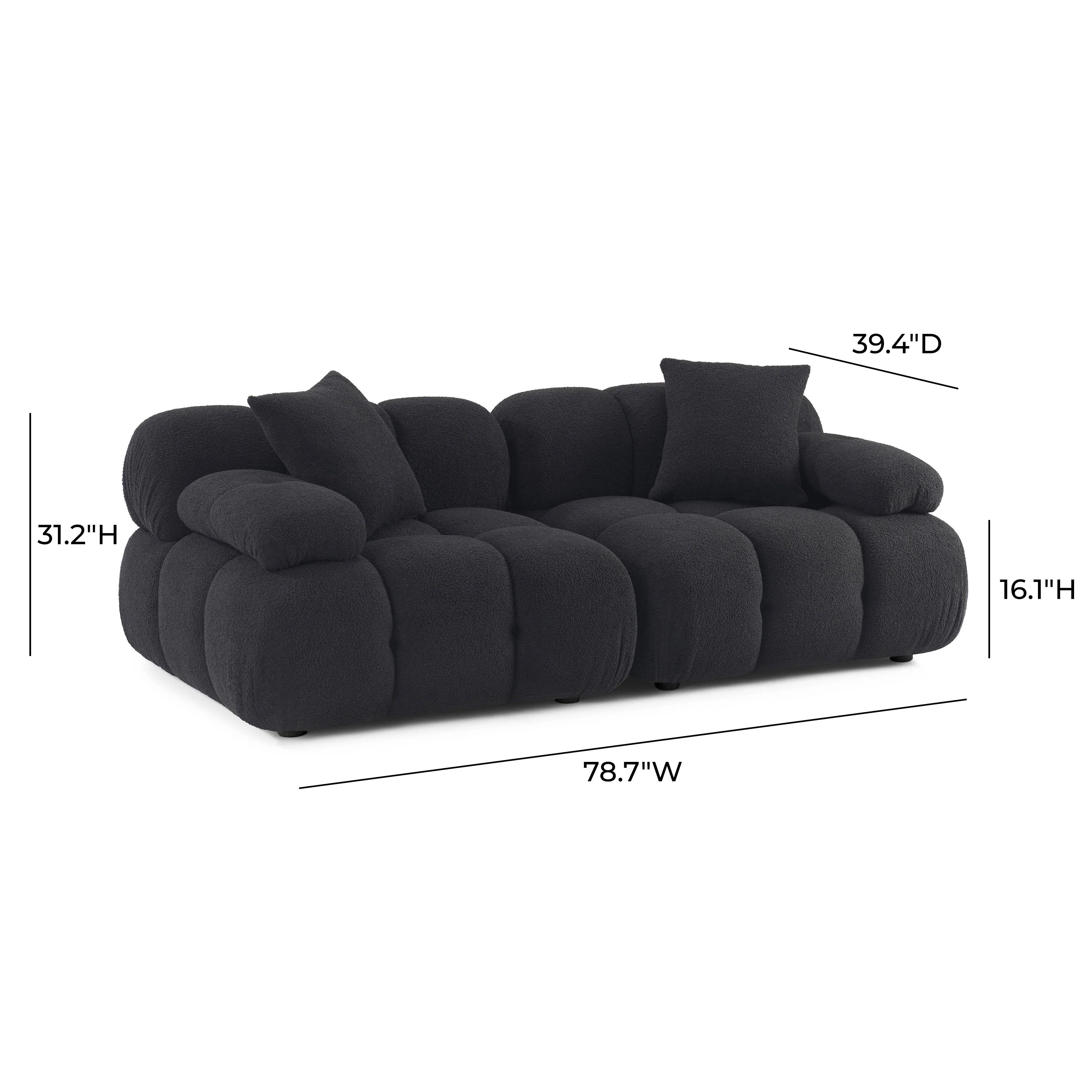 Calliope Vegan Shearling Modular Loveseat 27 Calliope Vegan Shearling Modular Loveseat