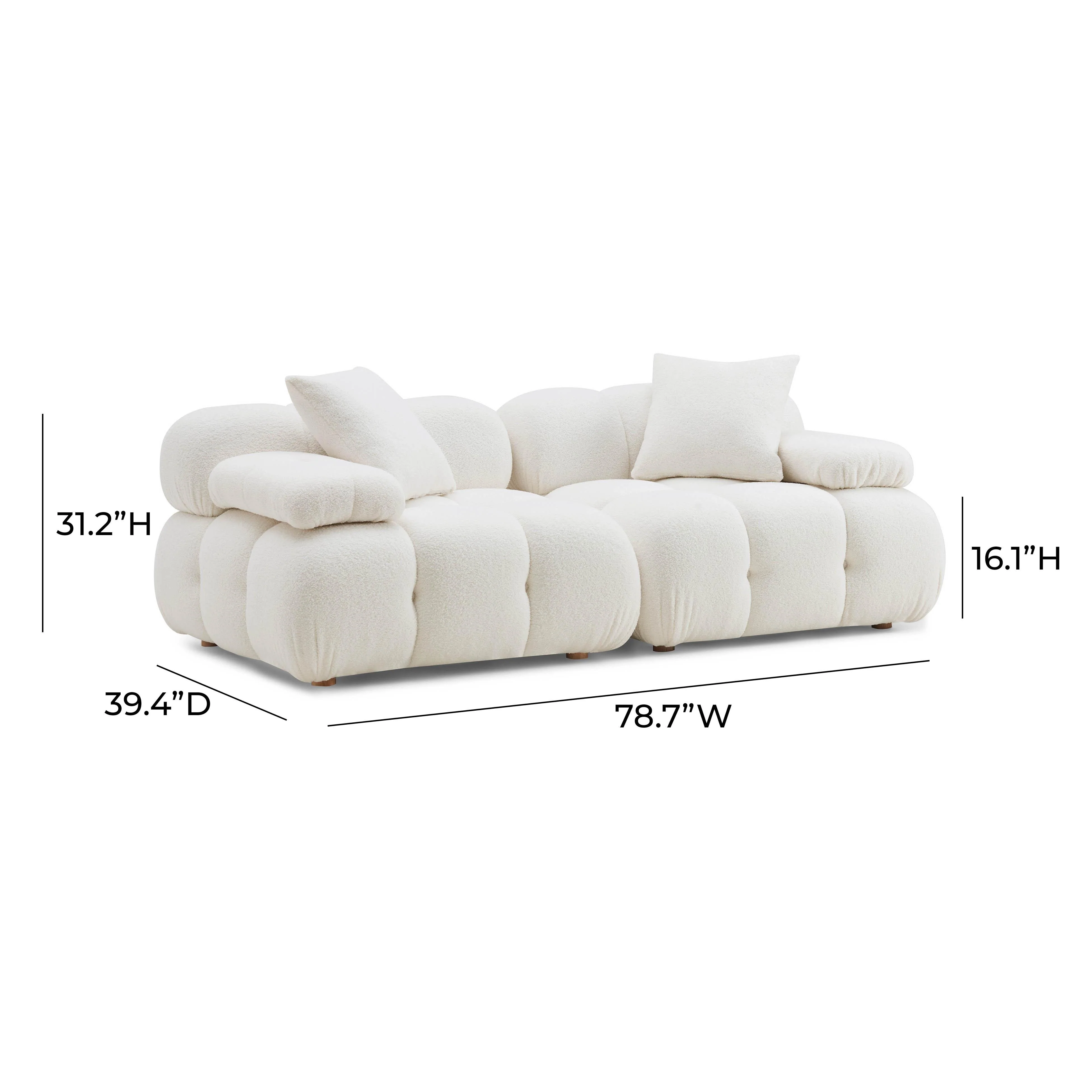 Calliope Vegan Shearling Modular Loveseat 20 Calliope Vegan Shearling Modular Loveseat