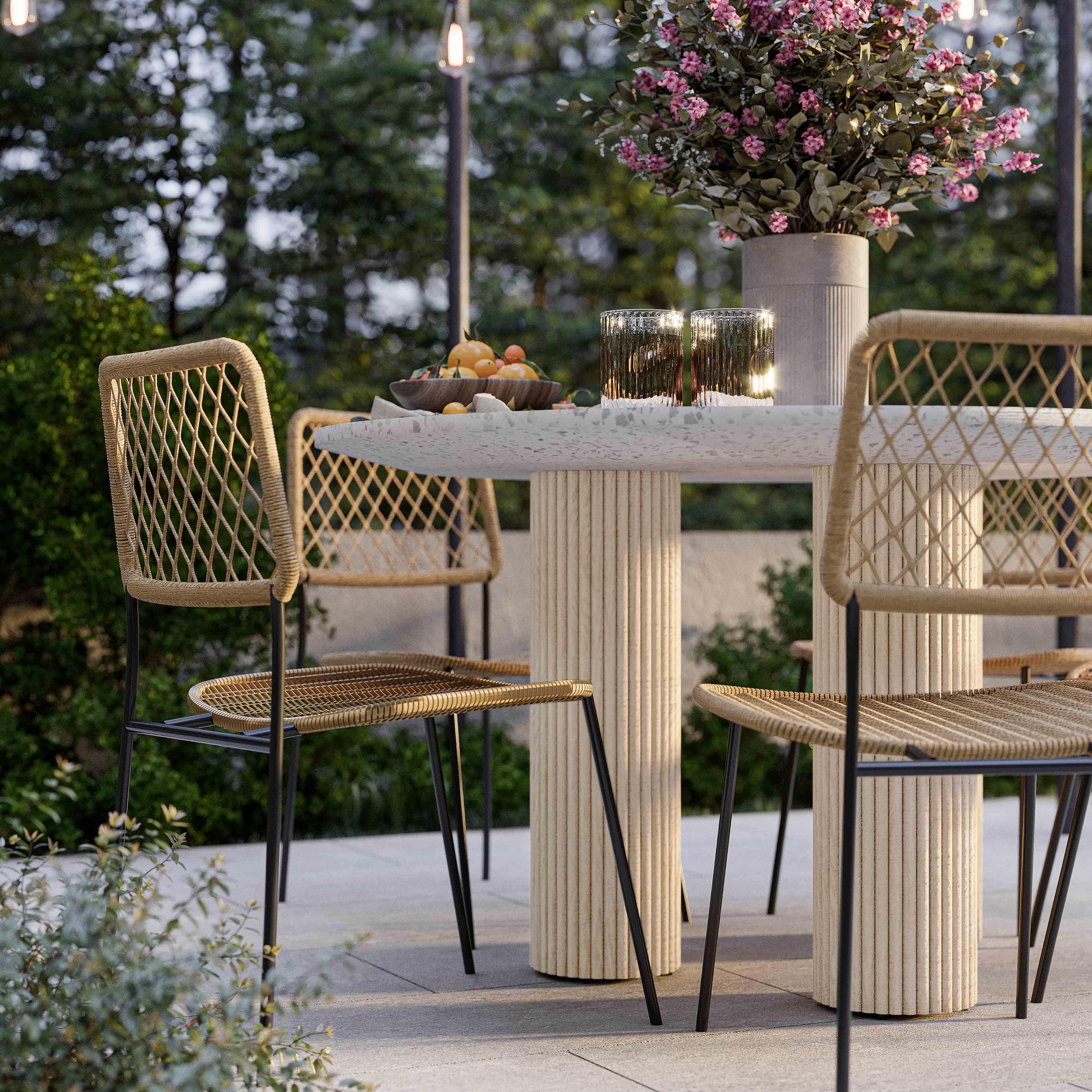 Parcino Terrazzo Concrete Indoor / Outdoor 47" Round Dining Table - TOV ...
