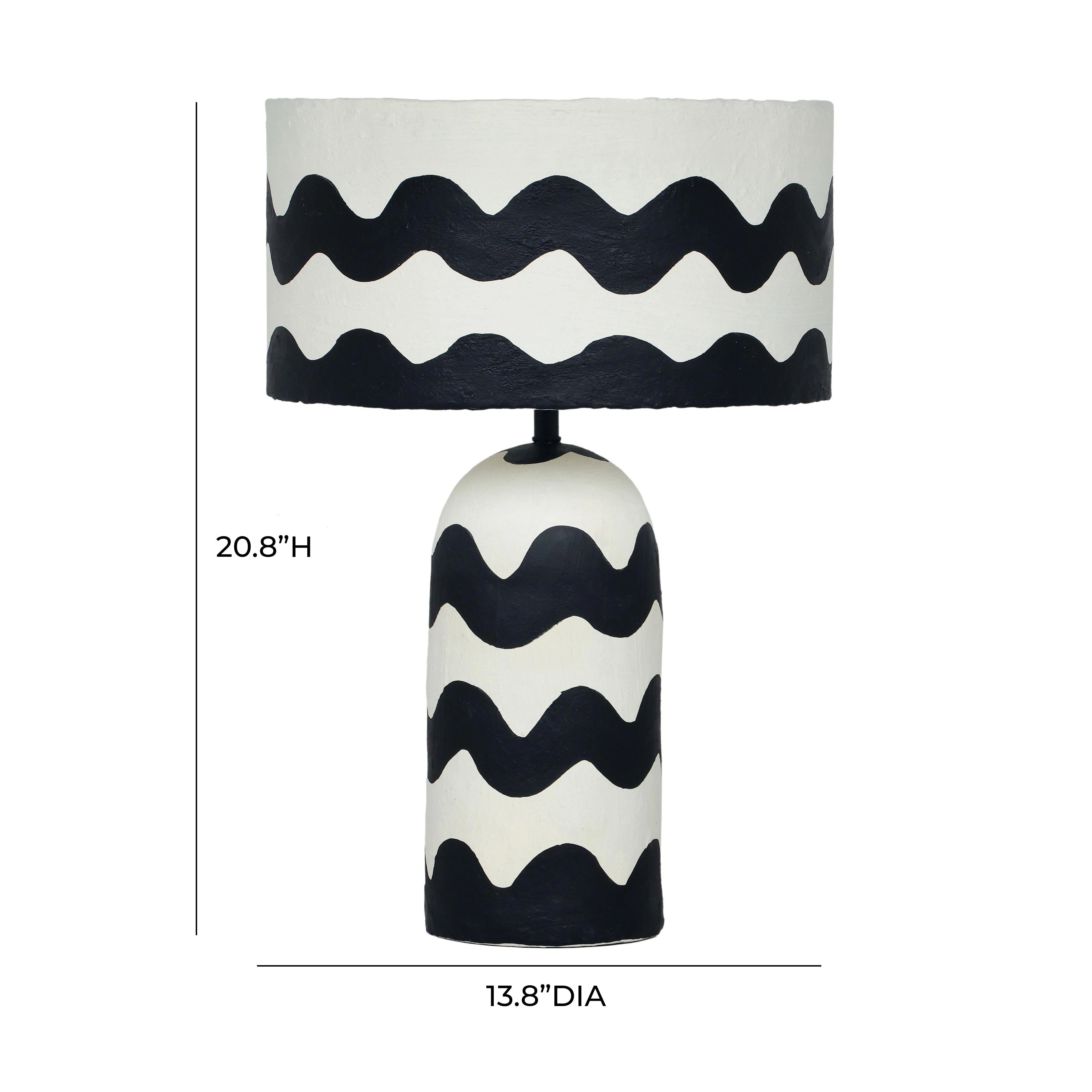 Tropea Black Waves Papier Mache Table Lamp 12 Tropea Black Waves Papier Mache Table Lamp