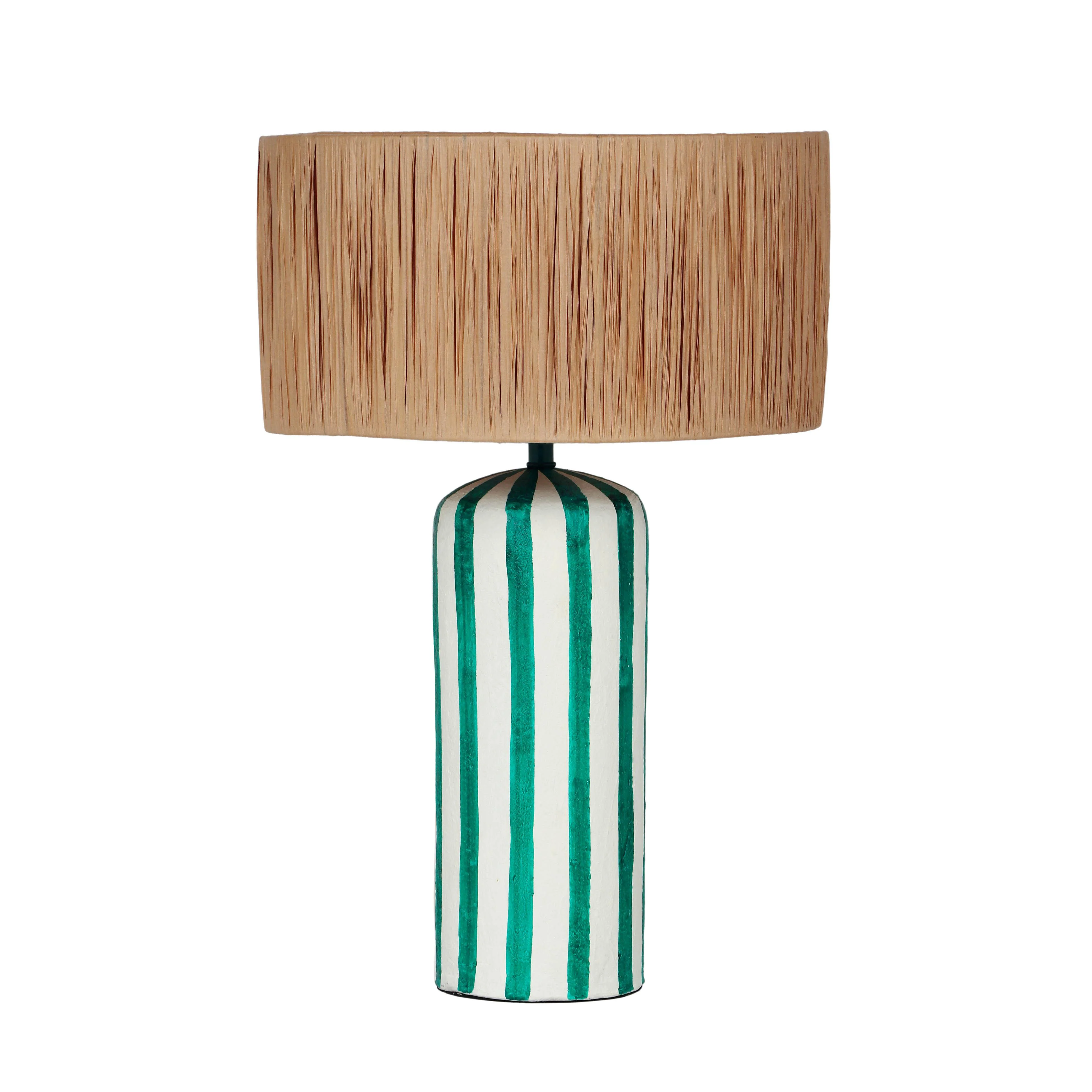 Ravello Green Striped Papier Mache Table Lamp 1 Ravello Green Striped Papier Mache Table Lamp