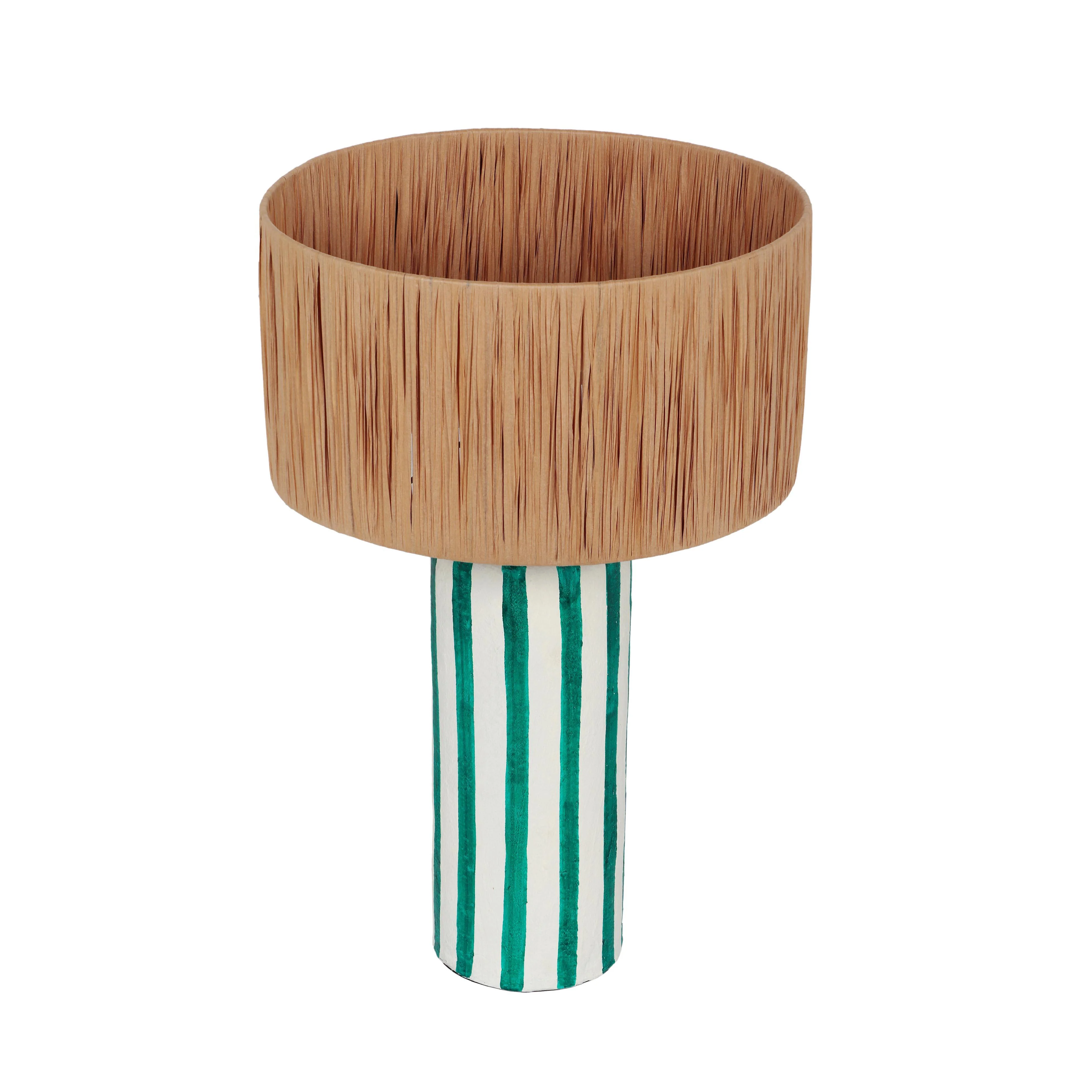 Ravello Green Striped Papier Mache Table Lamp 9 Ravello Green Striped Papier Mache Table Lamp