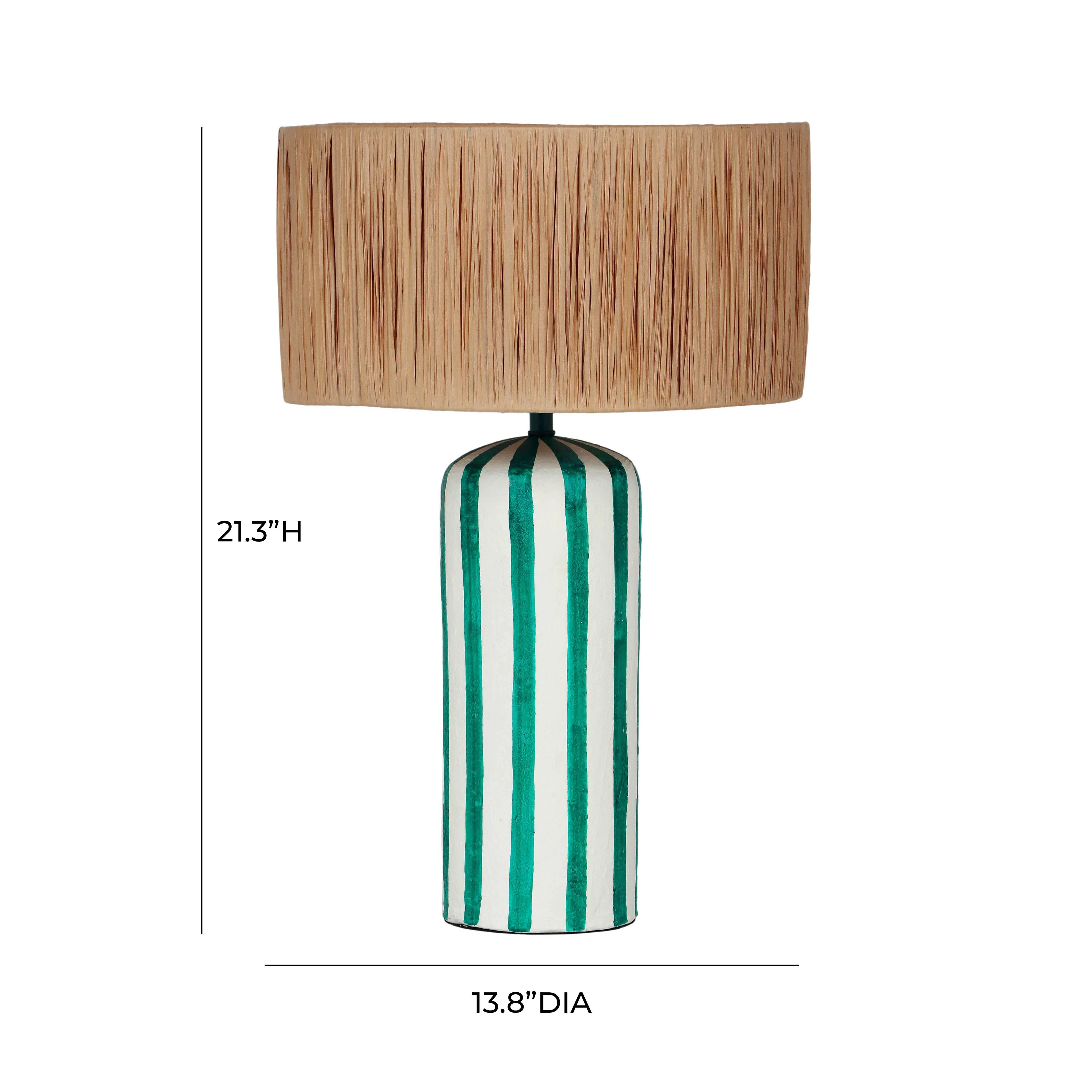 Ravello Green Striped Papier Mache Table Lamp 12 Ravello Green Striped Papier Mache Table Lamp