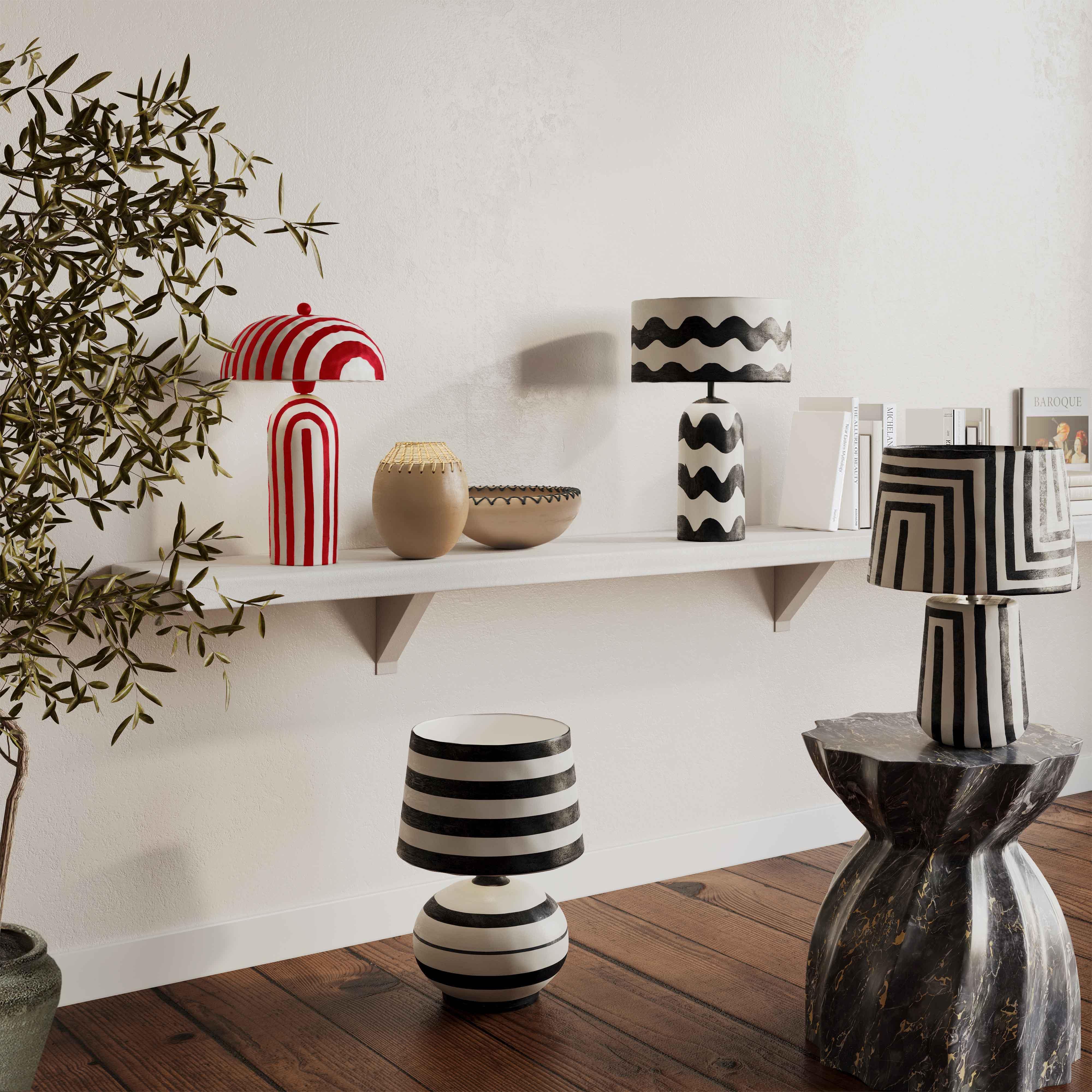 Maiori Striped Papier Mache Table Lamp 27 Maiori Striped Papier Mache Table Lamp