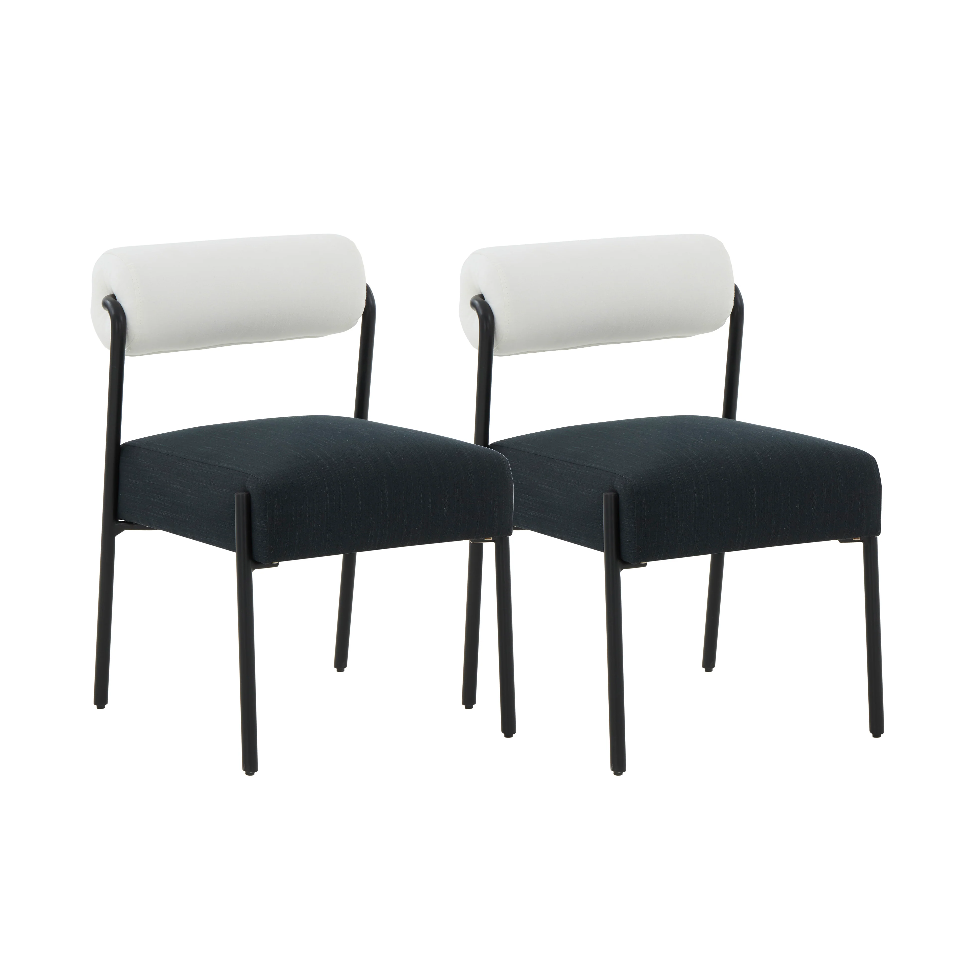 Jolene Cream and Black Performance Linen Dining Chair - Set of 2 1 Jolene Cream and Black Performance Linen Dining Chair - Set of 2