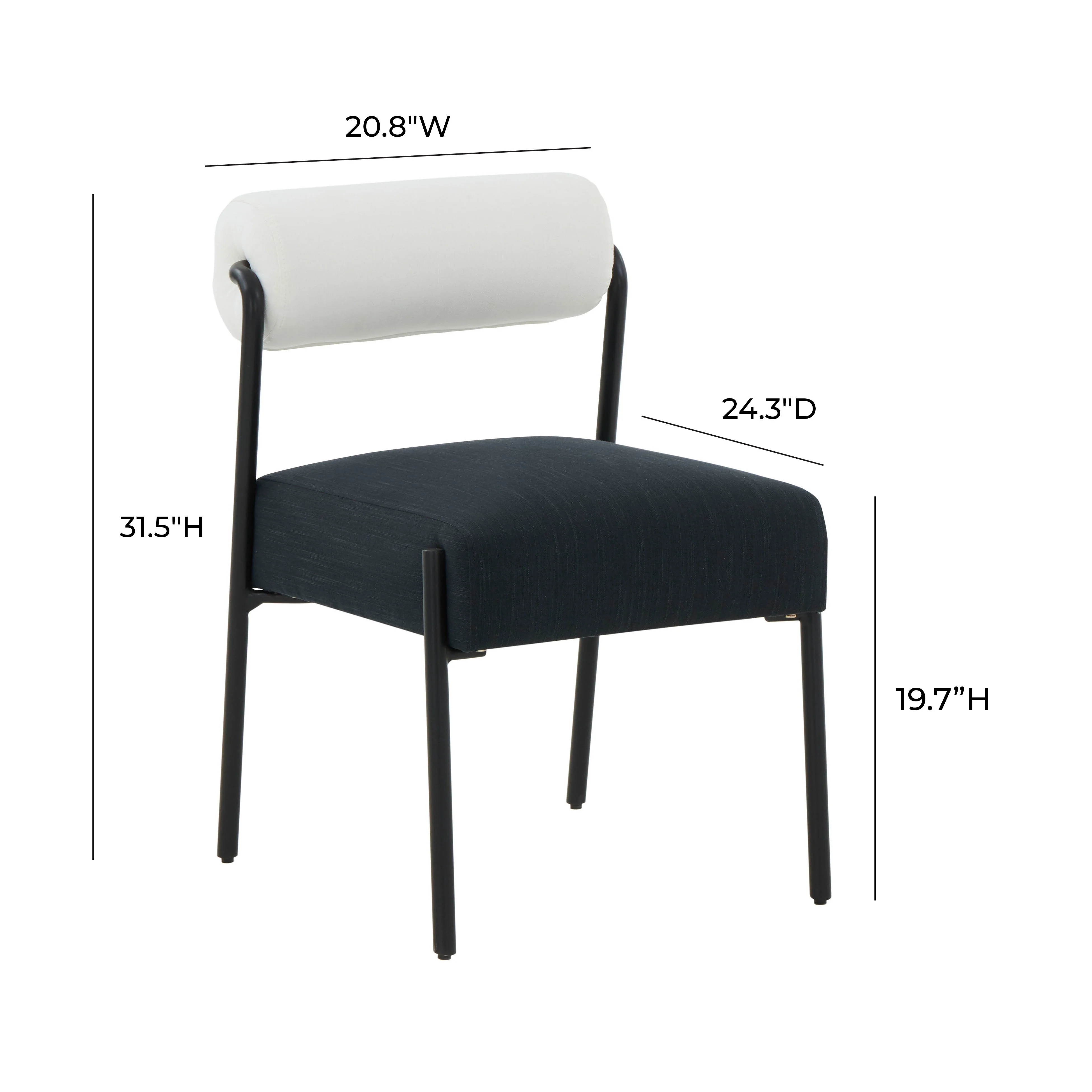 Jolene Cream and Black Performance Linen Dining Chair - Set of 2 14 Jolene Cream and Black Performance Linen Dining Chair - Set of 2