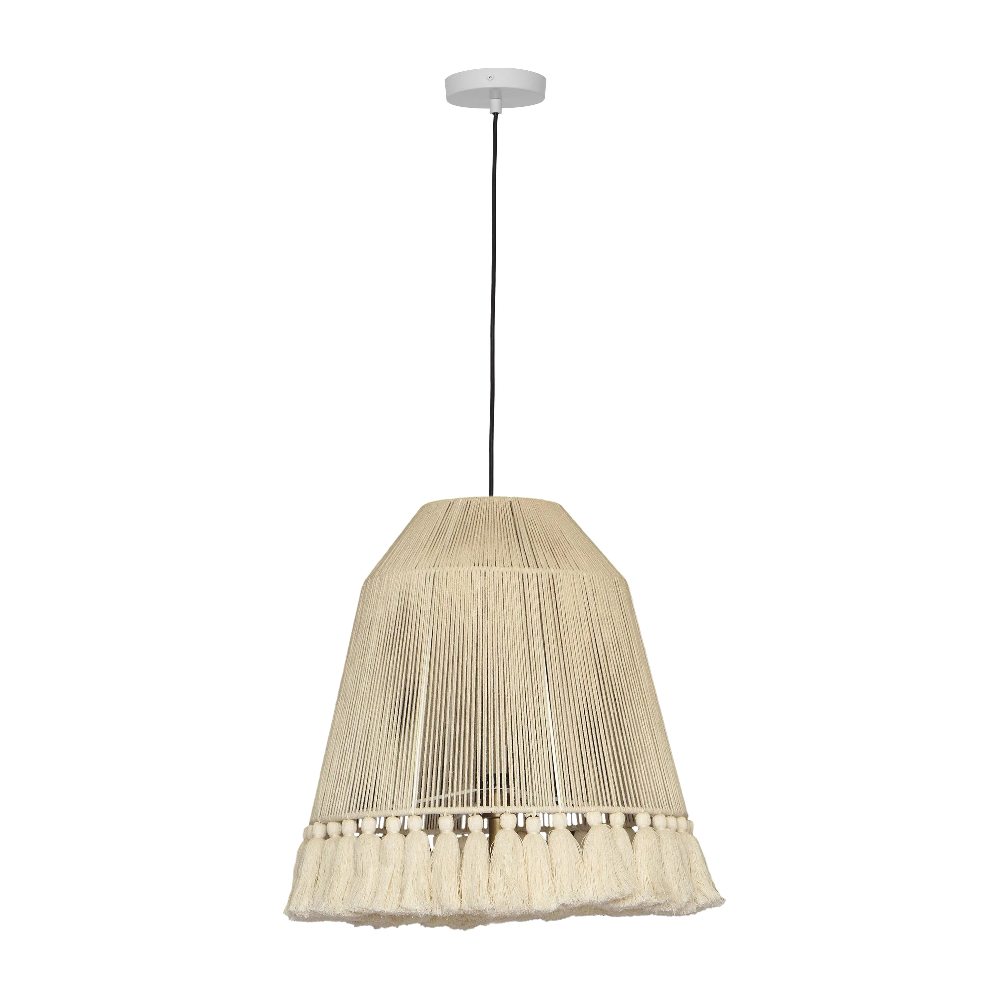Helen White Cotton Tasseled Pendant Lamp 1 Helen White Cotton Tasseled Pendant Lamp