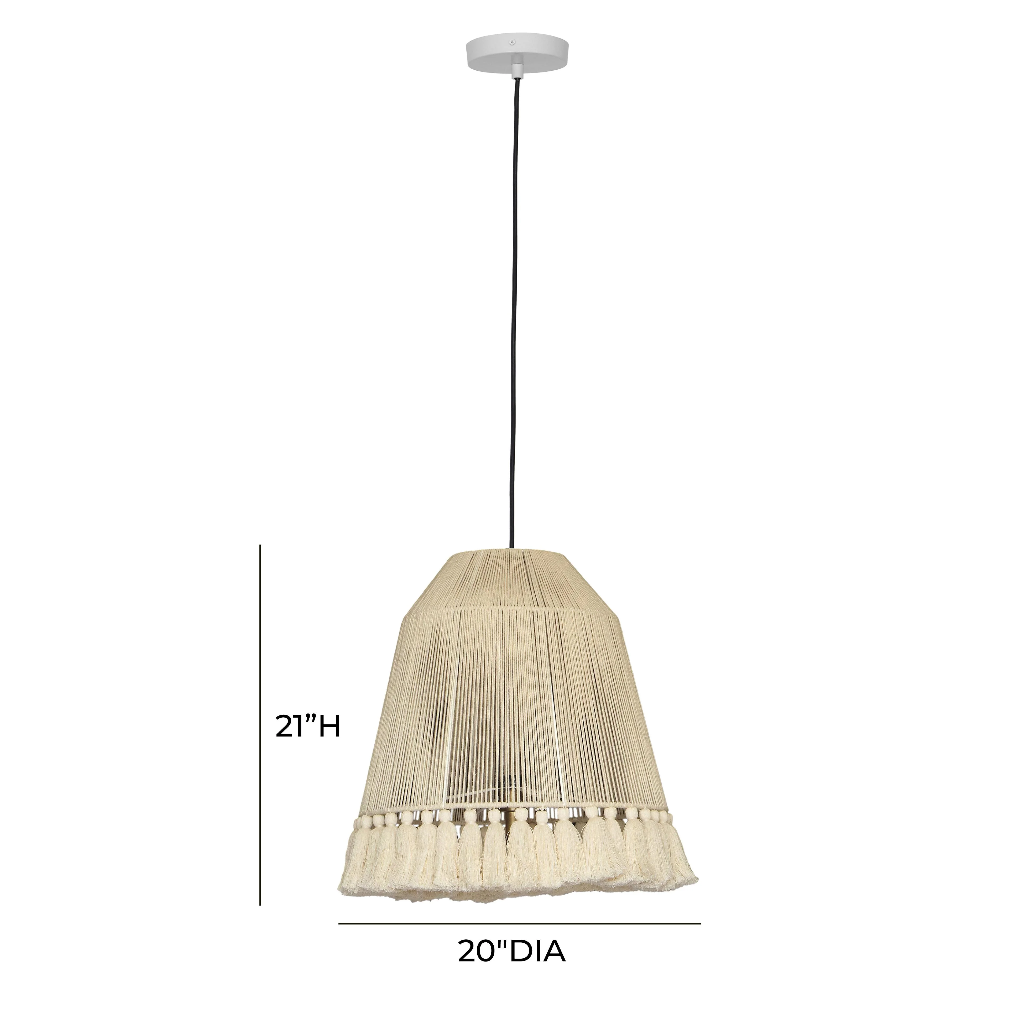 Helen White Cotton Tasseled Pendant Lamp 24 Helen White Cotton Tasseled Pendant Lamp