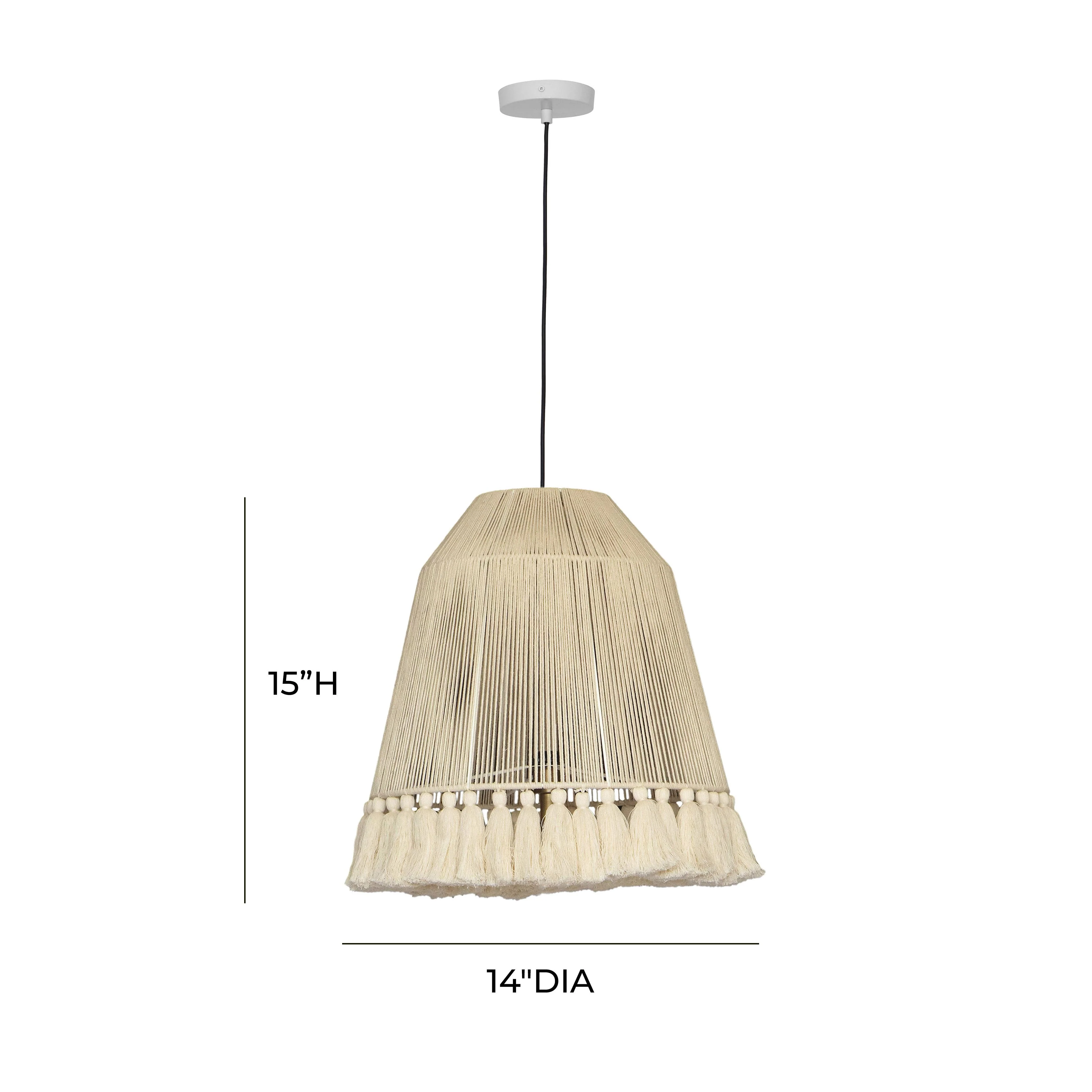 Helen White Cotton Tasseled Pendant Lamp 18 Helen White Cotton Tasseled Pendant Lamp