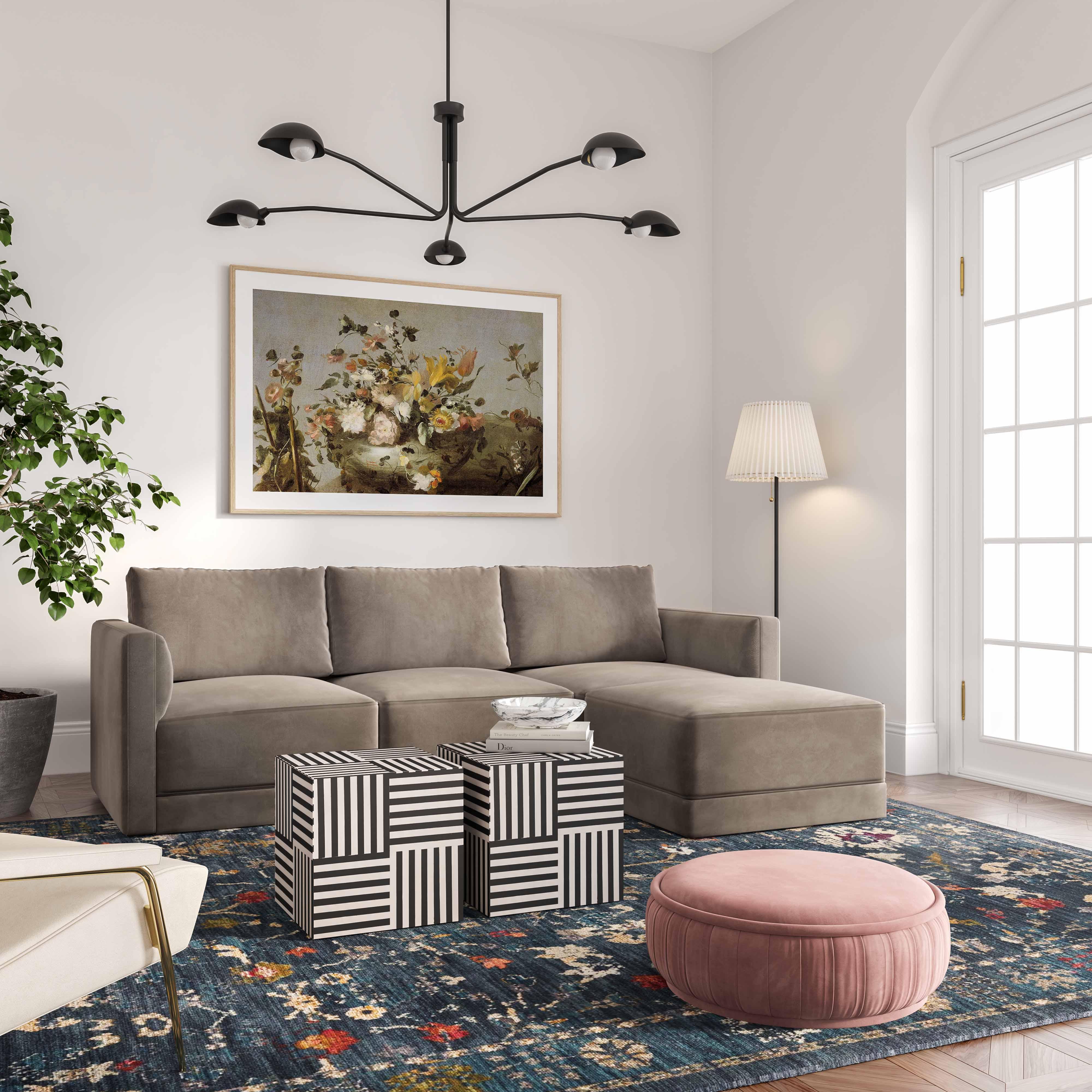 Willow Velvet Modular Ottoman 17 Willow Velvet Modular Ottoman