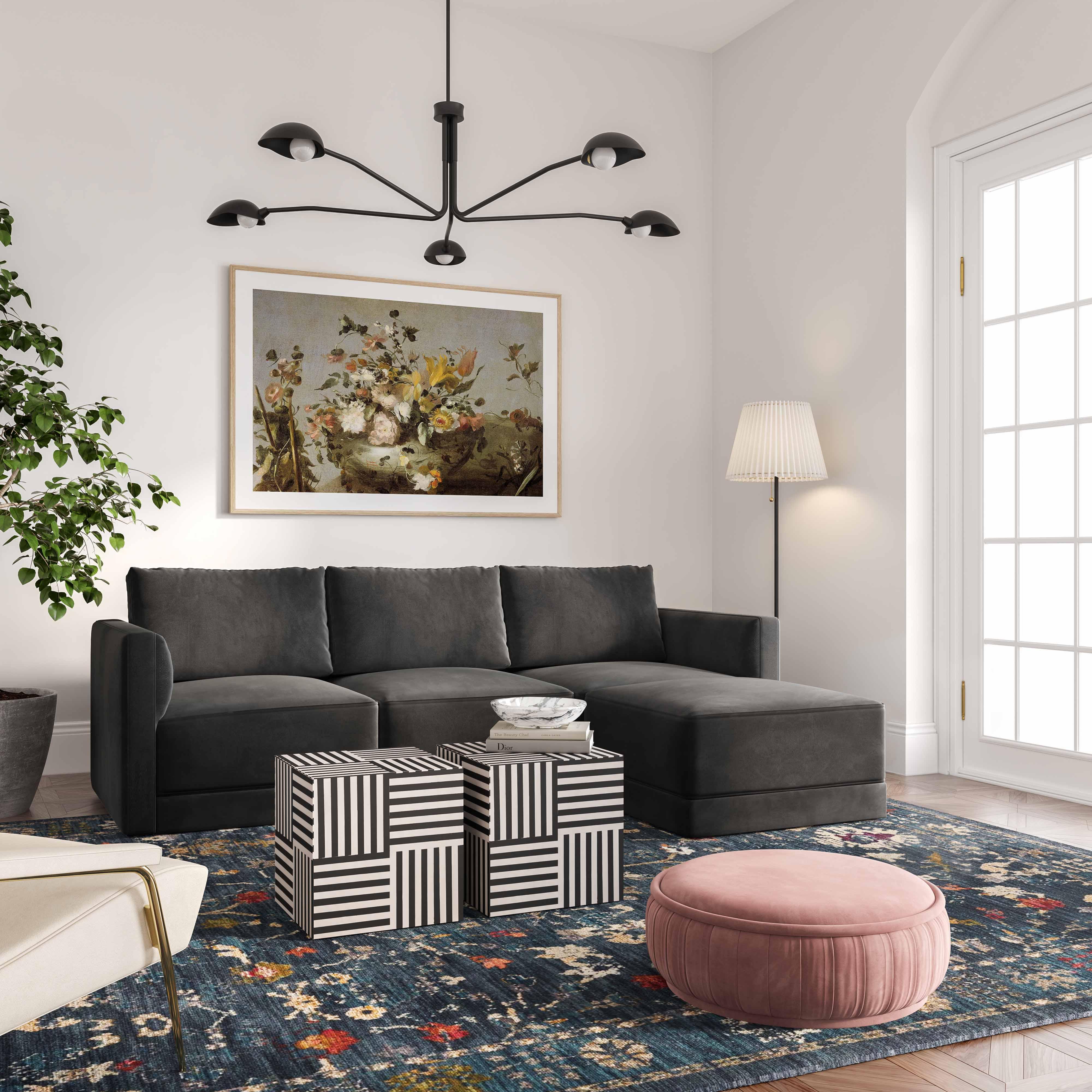 Willow Velvet Modular Ottoman 21 Willow Velvet Modular Ottoman