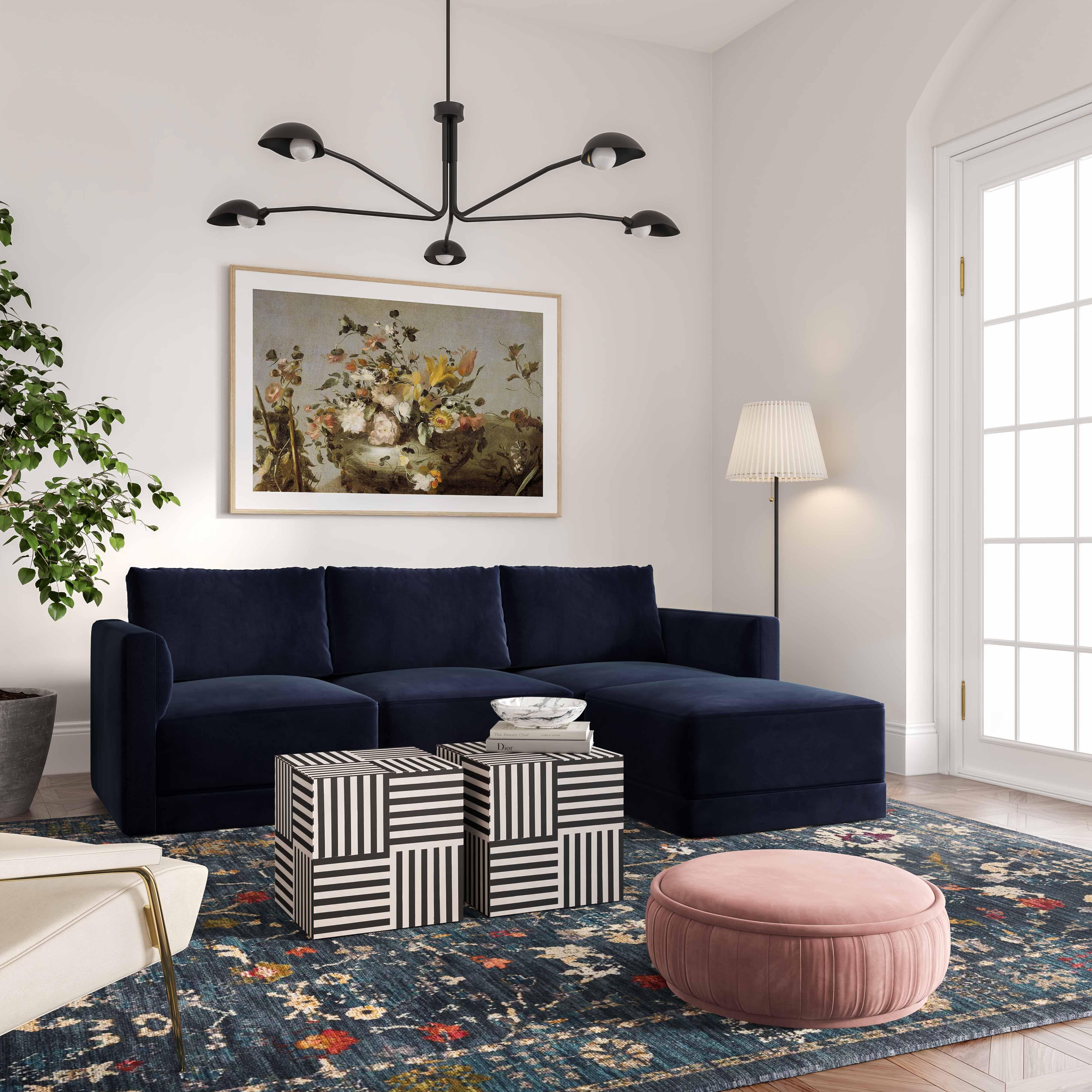 Willow Velvet Modular Ottoman 24 Willow Velvet Modular Ottoman