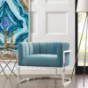 Magnolia Velvet Accent Chair with Silver Base