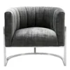 Magnolia Velvet Accent Chair with Silver Base