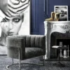 Magnolia Velvet Accent Chair with Silver Base