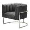 Magnolia Velvet Accent Chair with Silver Base