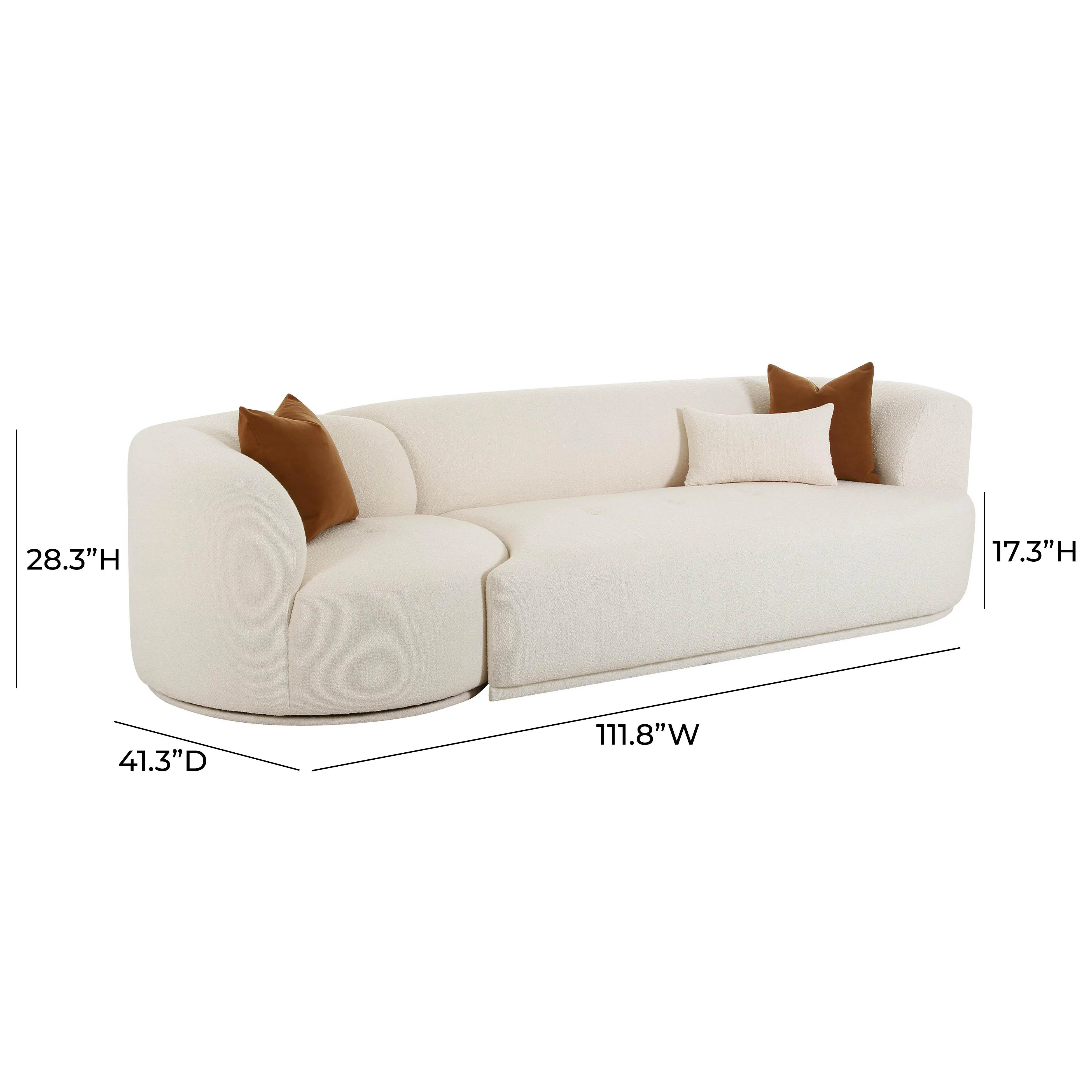 Fickle Cream Boucle 2-Piece Modular Sofa 24 Fickle Cream Boucle 2-Piece Modular Sofa