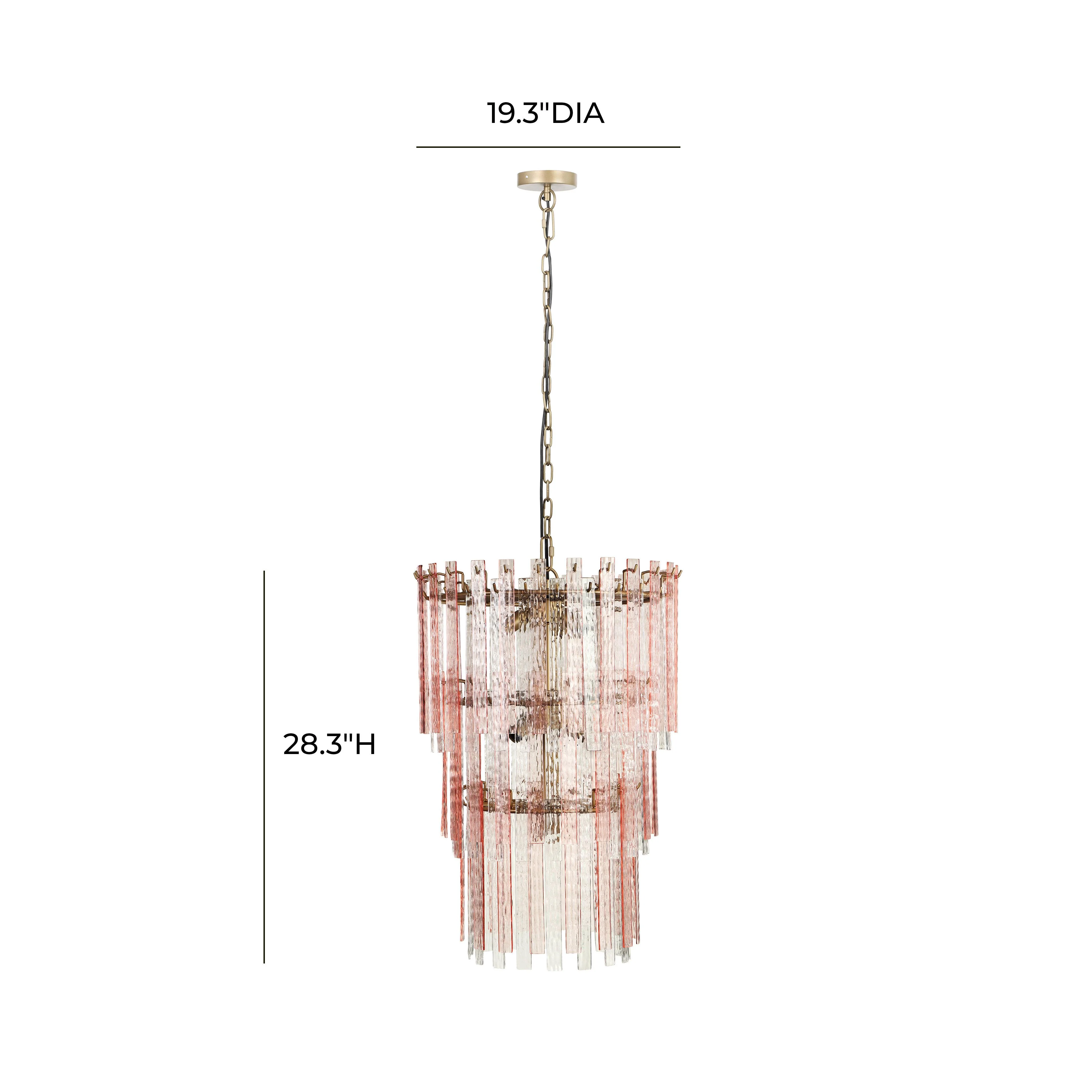 Hampshire Pink Acrylic 3-Tier Chandelier 12 Hampshire Pink Acrylic 3-Tier Chandelier