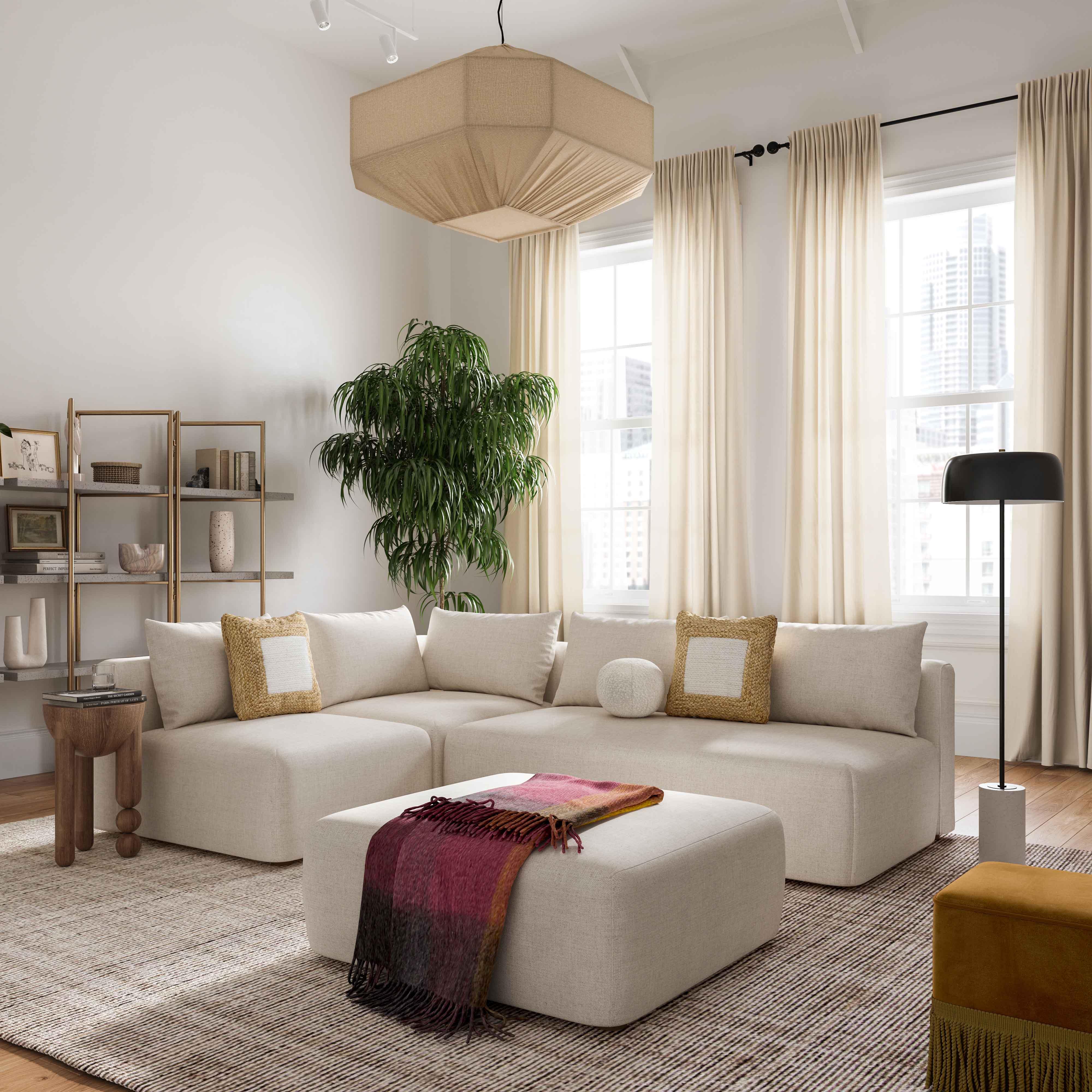Hangover Cream Performance Linen Modular Loveseat 7 Hangover Cream Performance Linen Modular Loveseat