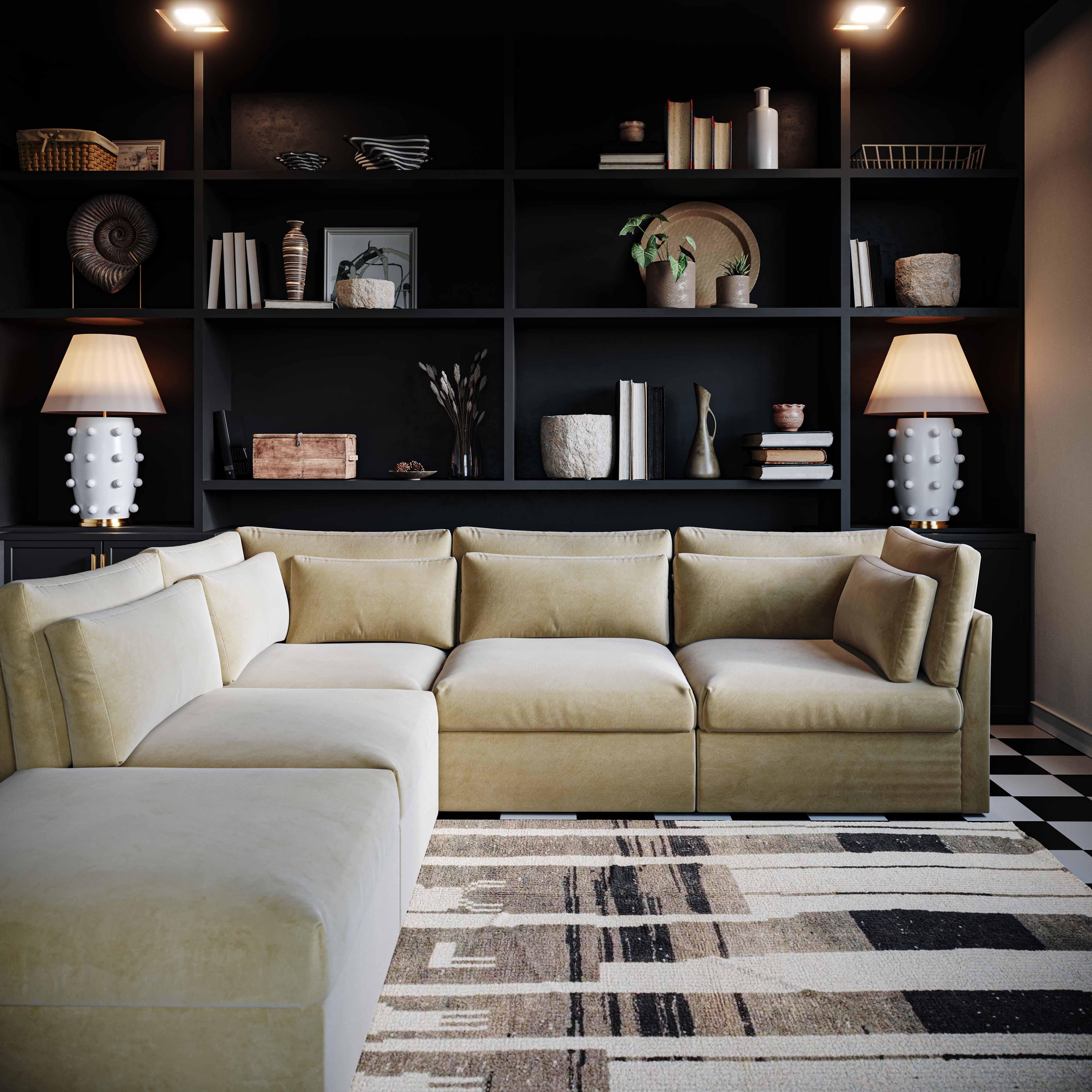 Jessie Champagne Velvet Modular Ottoman 8 Jessie Champagne Velvet Modular Ottoman