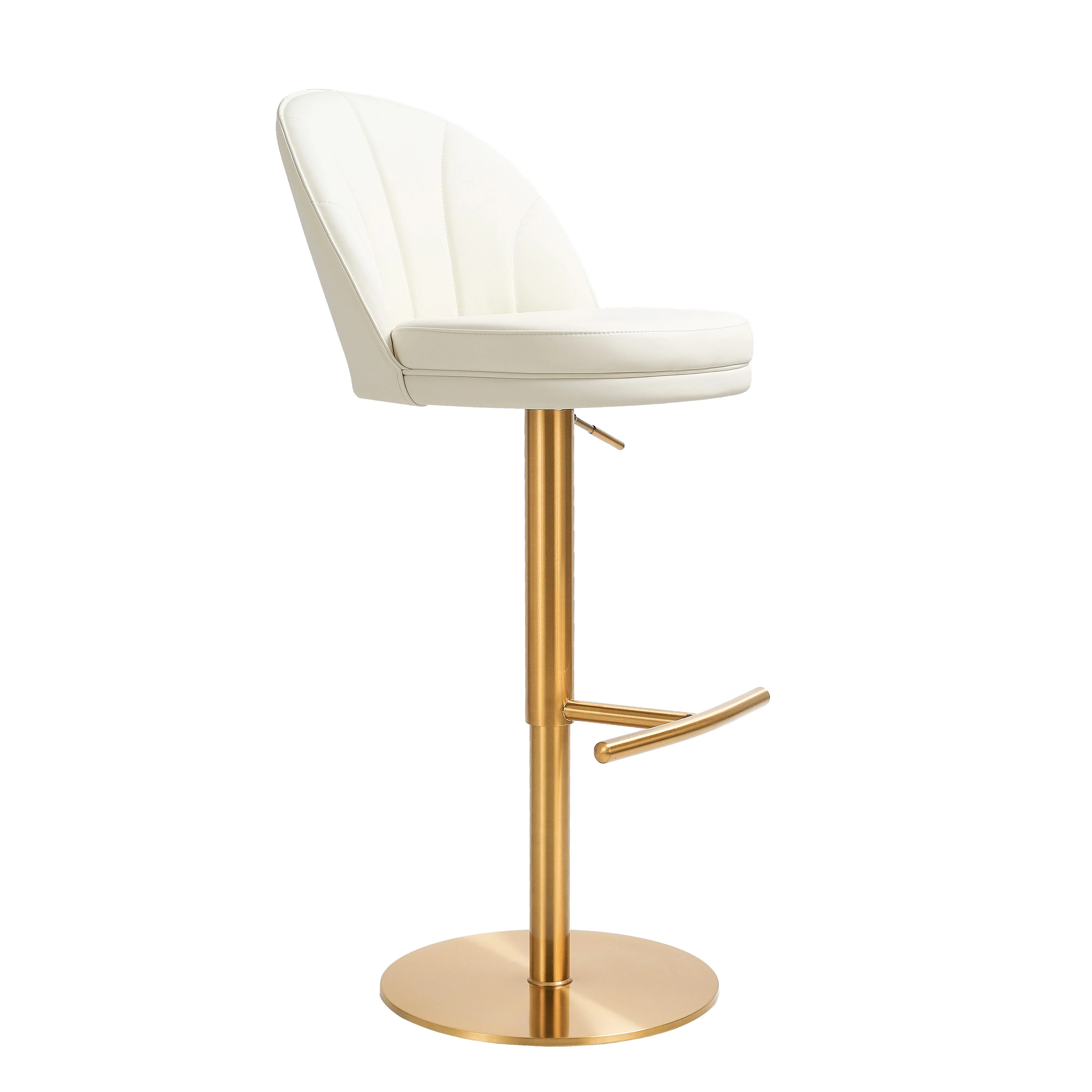 Venus Cream Performance Vegan Leather and Gold Adjustable Swivel Stool 1 Venus Cream Performance Vegan Leather and Gold Adjustable Swivel Stool