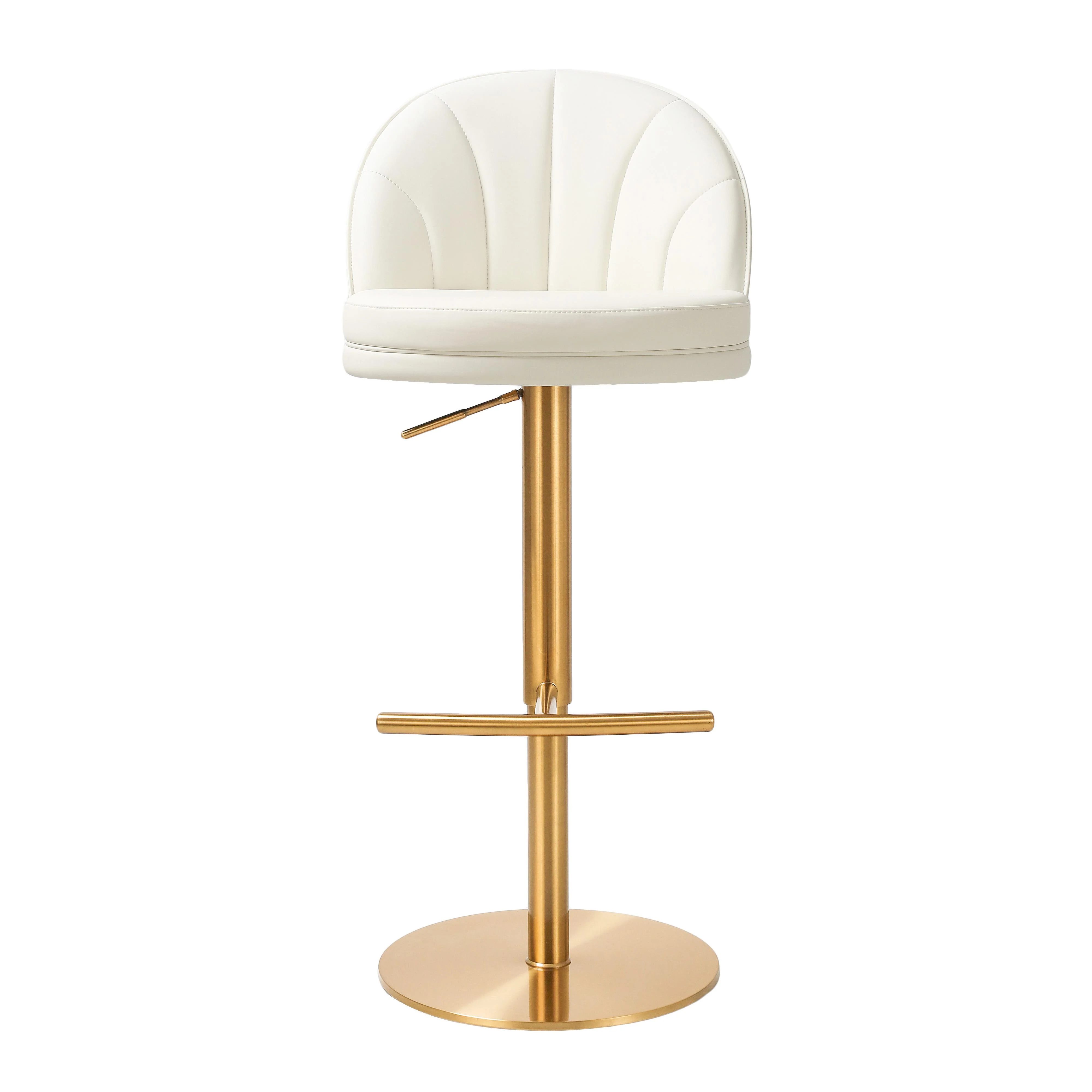 Venus Cream Performance Vegan Leather and Gold Adjustable Swivel Stool 10 Venus Cream Performance Vegan Leather and Gold Adjustable Swivel Stool