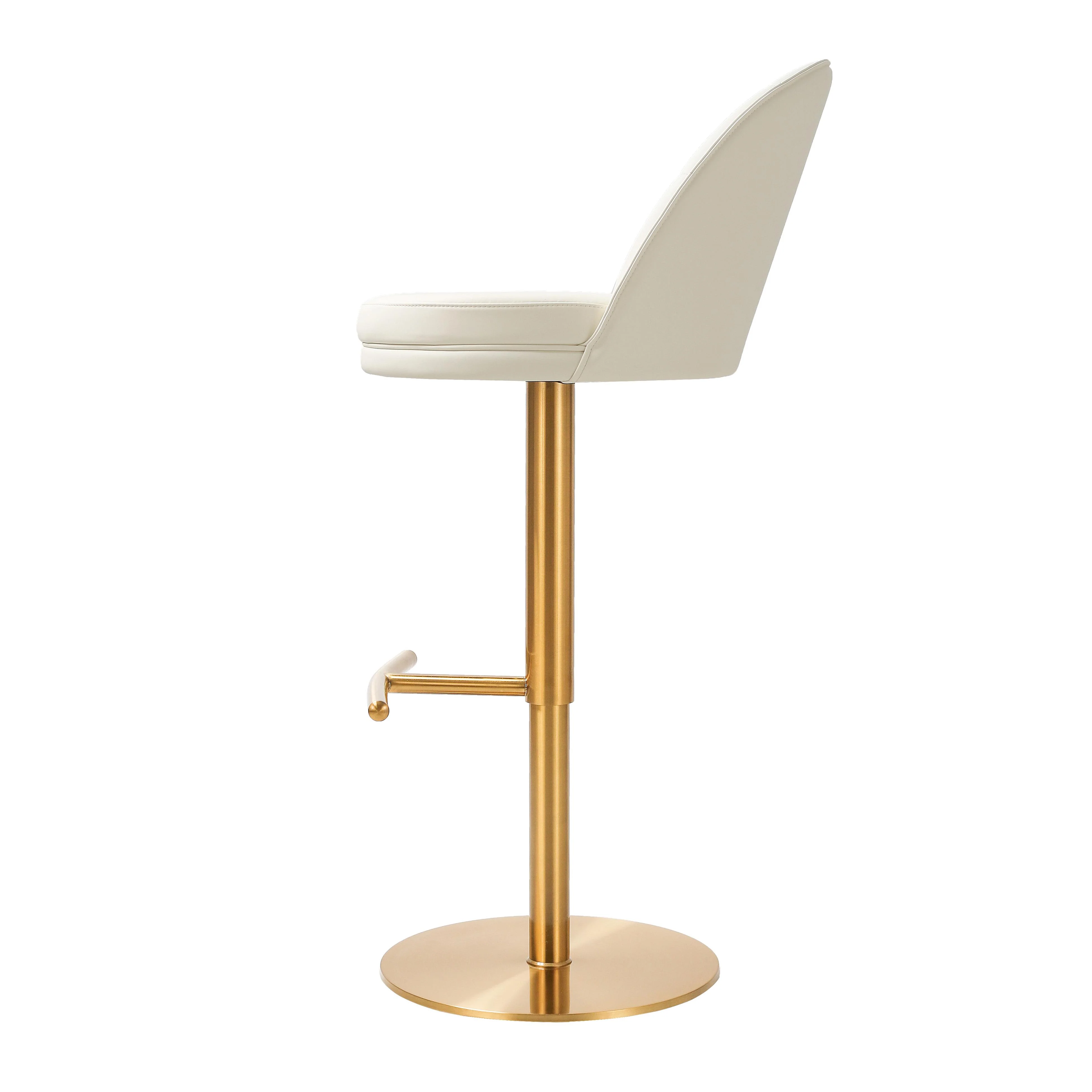 Venus Cream Performance Vegan Leather and Gold Adjustable Swivel Stool 12 Venus Cream Performance Vegan Leather and Gold Adjustable Swivel Stool