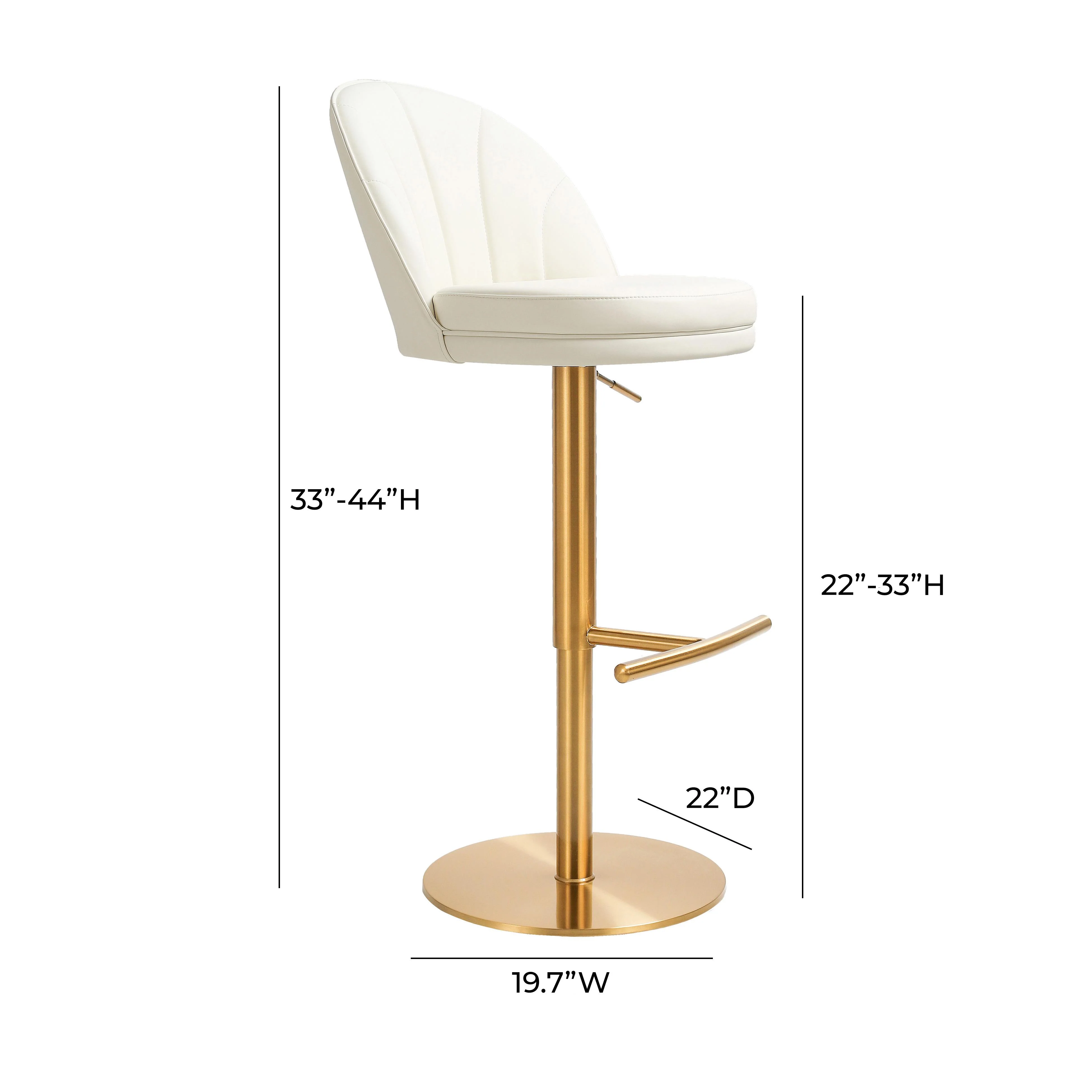 Venus Cream Performance Vegan Leather and Gold Adjustable Swivel Stool 14 Venus Cream Performance Vegan Leather and Gold Adjustable Swivel Stool