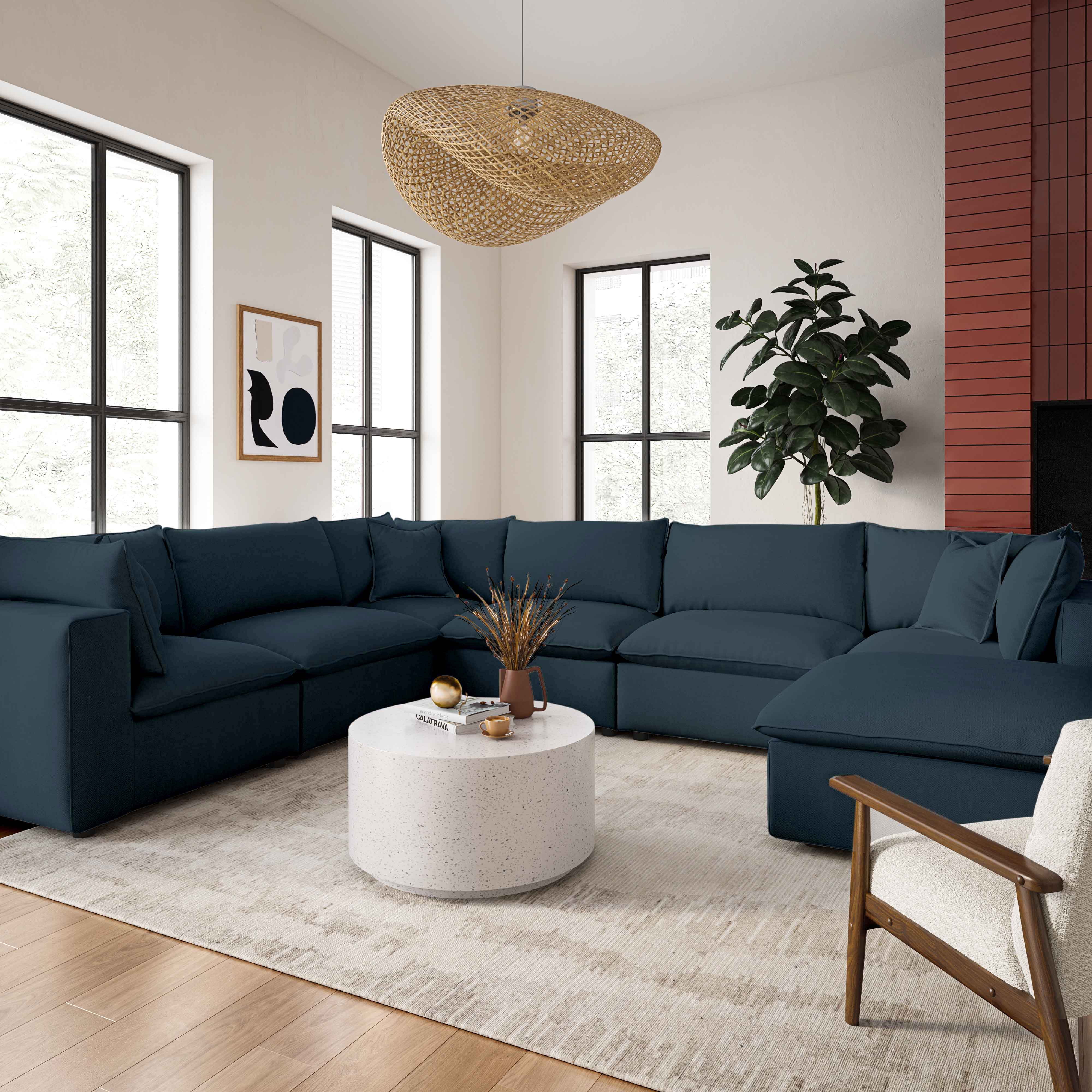 Cali Performance Fabric Modular 7-Piece Large Chaise Sectional 42 Cali Performance Fabric Modular 7-Piece Large Chaise Sectional
