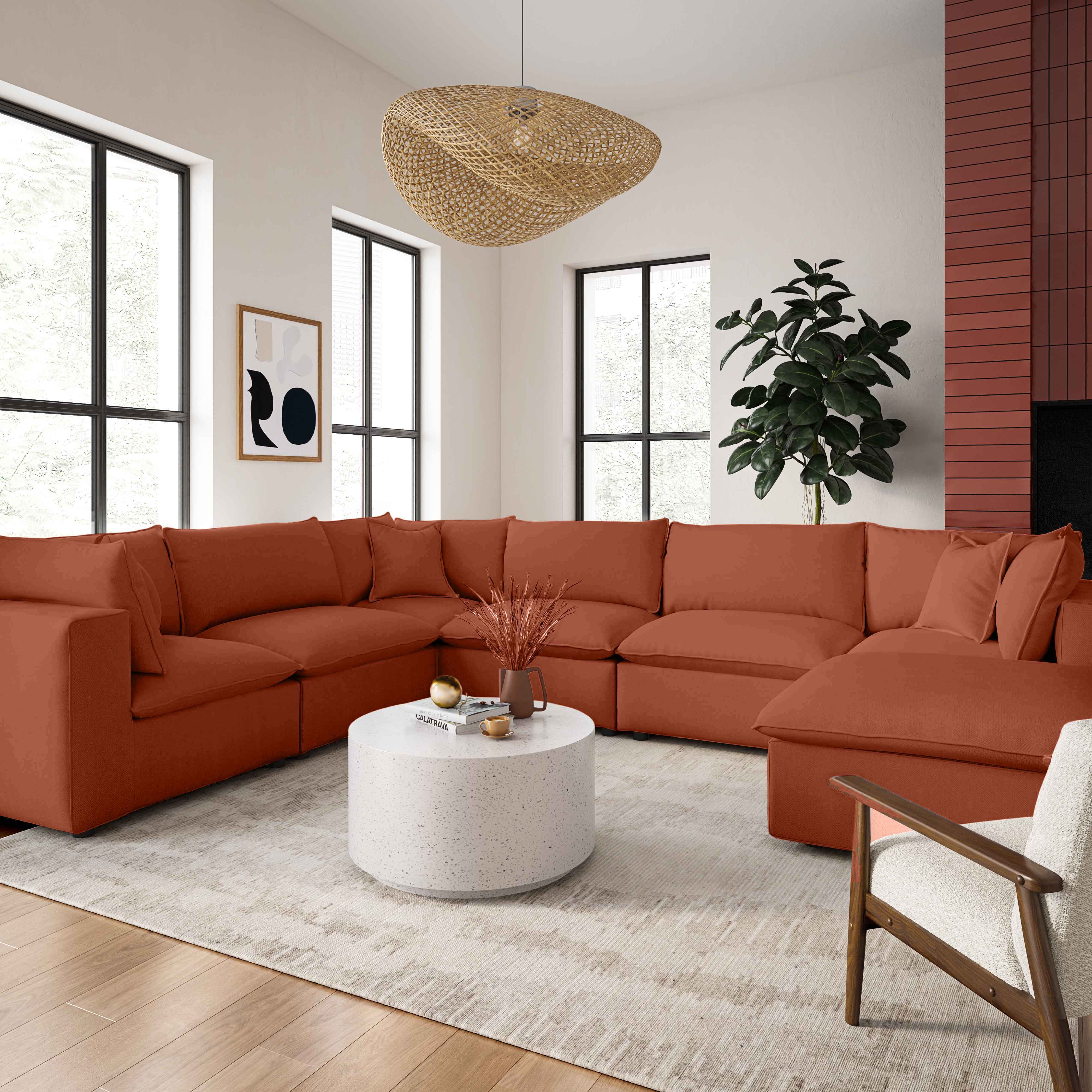 Cali Performance Fabric Modular 7-Piece Large Chaise Sectional 47 Cali Performance Fabric Modular 7-Piece Large Chaise Sectional