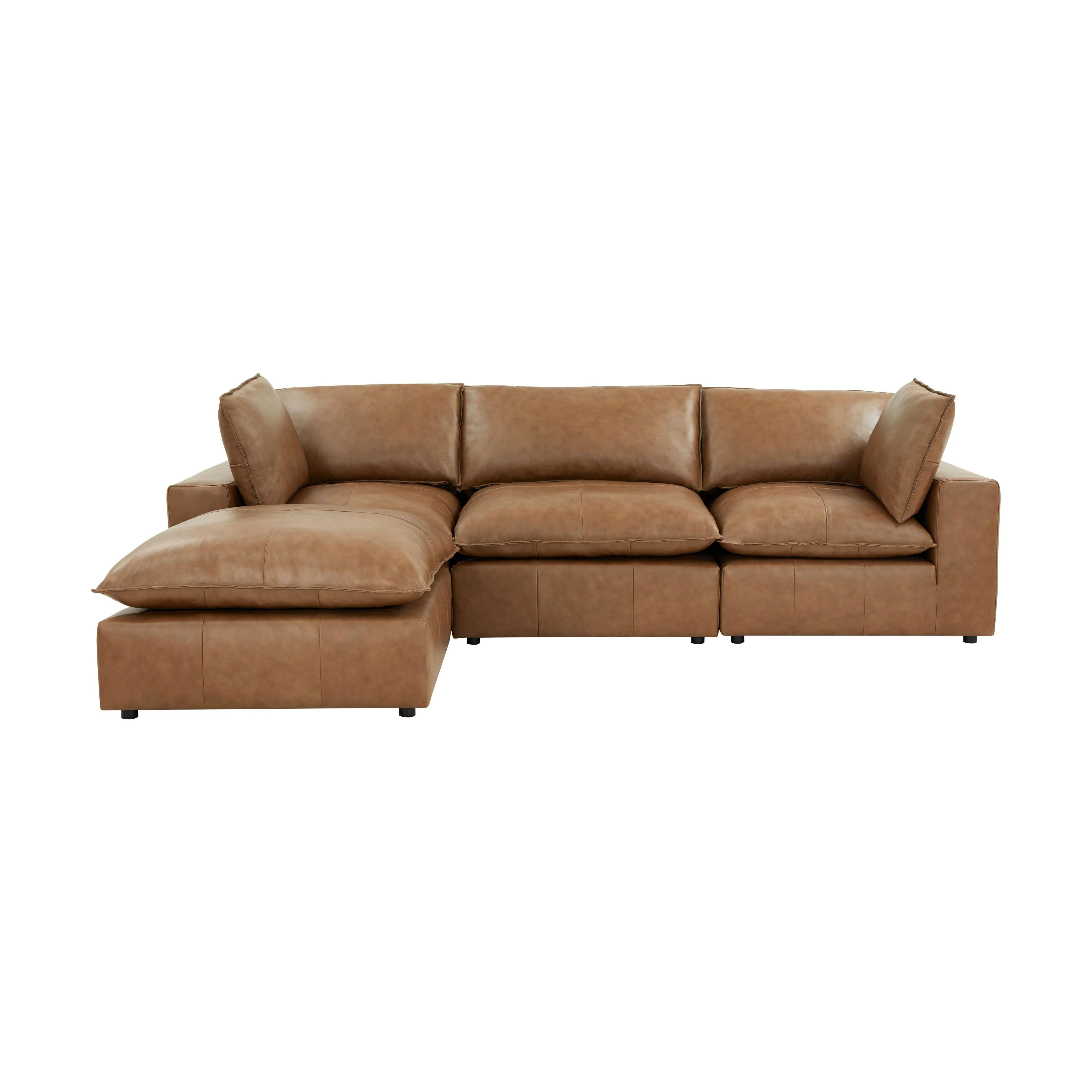 Cali Brown Leather Modular 4-Piece Sectional