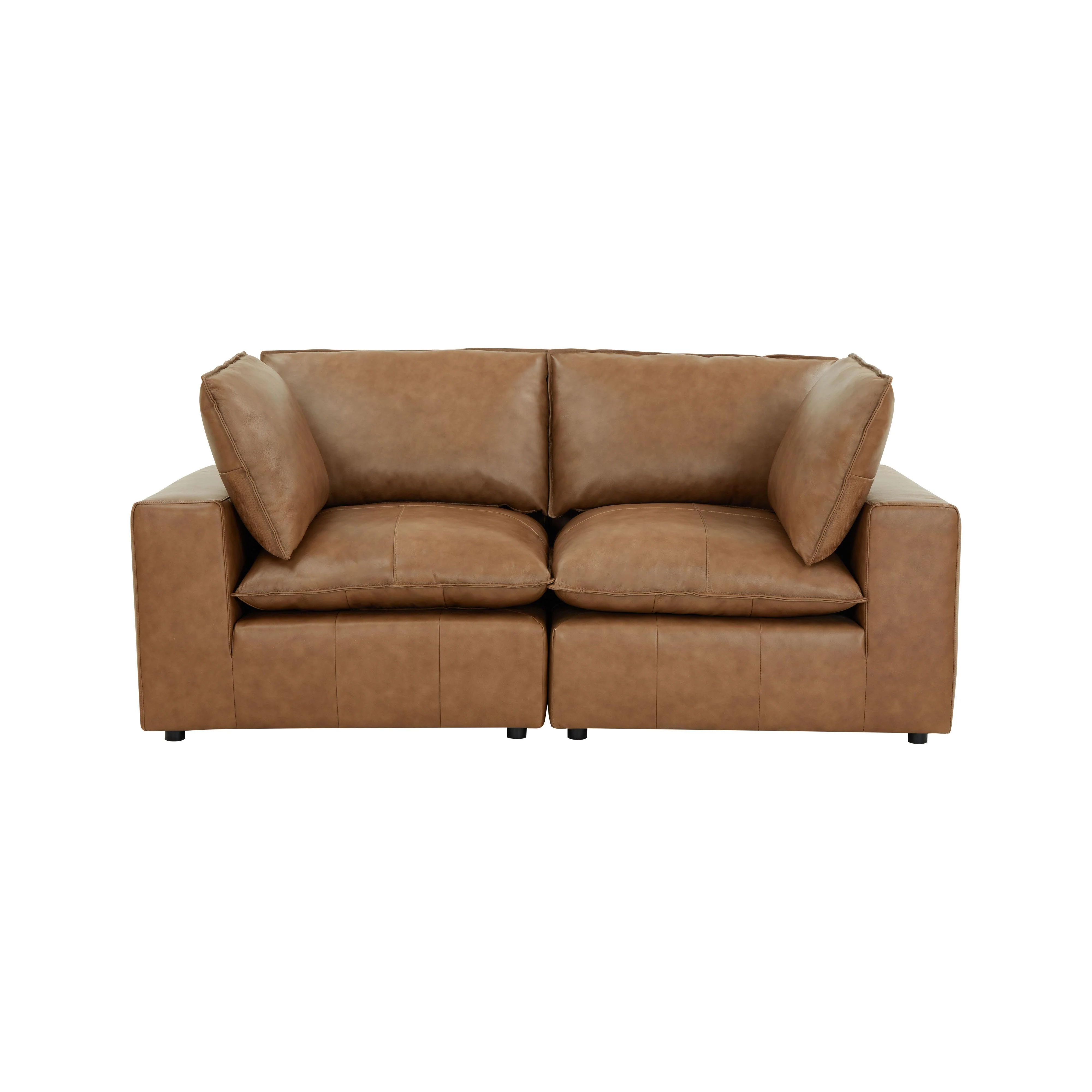 Cali Brown Leather Modular Loveseat 1 Cali Brown Leather Modular Loveseat