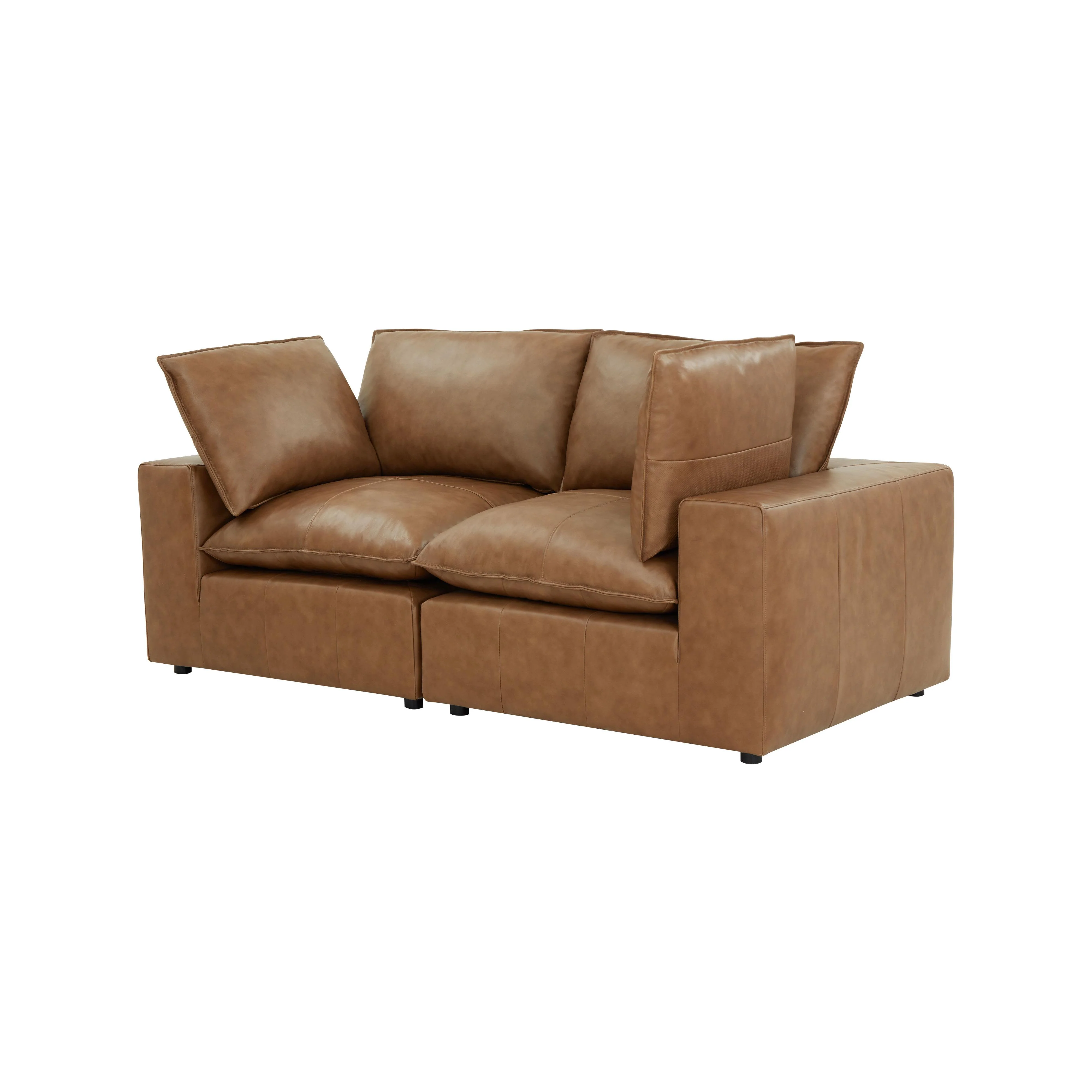 Cali Brown Leather Modular Loveseat 10 Cali Brown Leather Modular Loveseat
