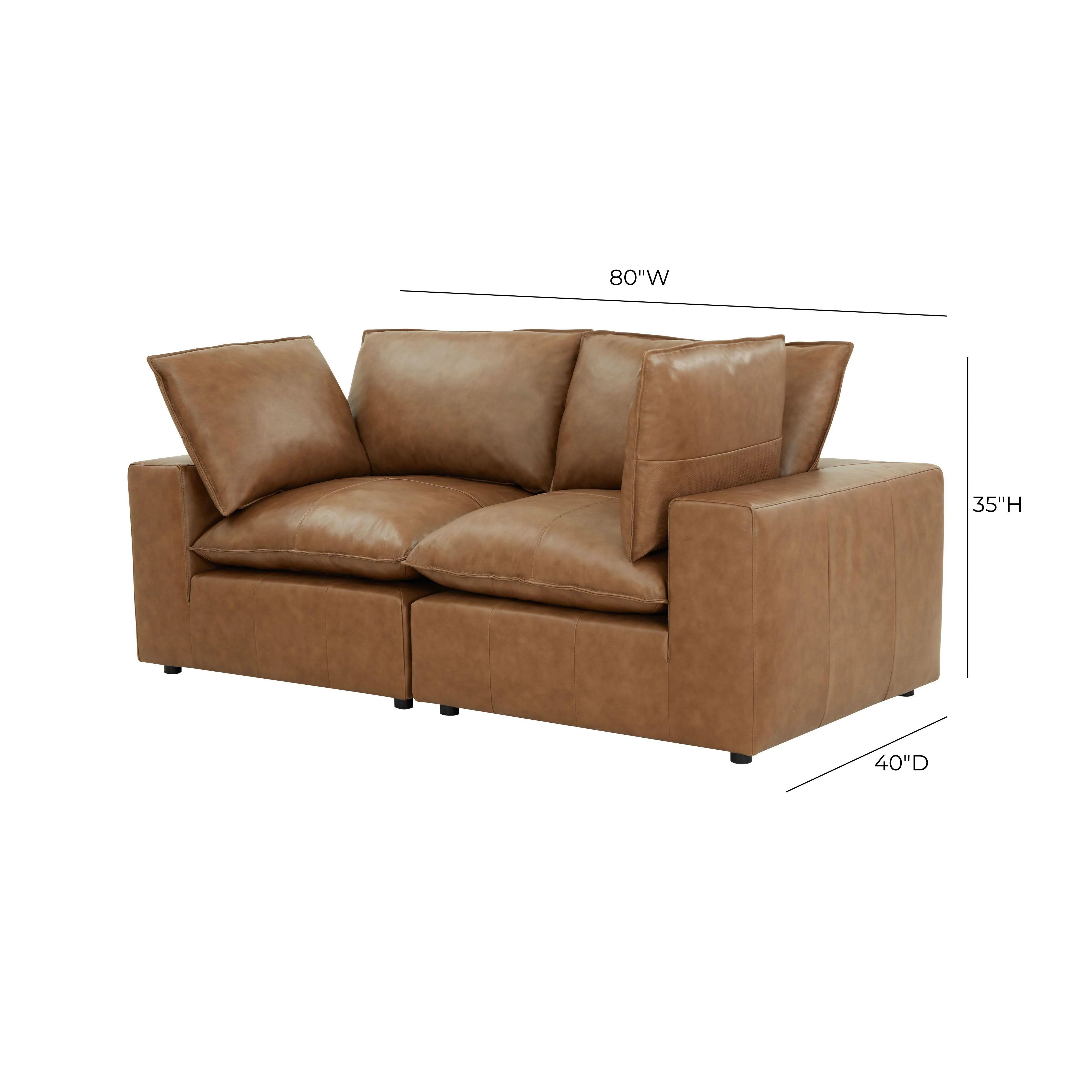 Cali Brown Leather Modular Loveseat 14 Cali Brown Leather Modular Loveseat