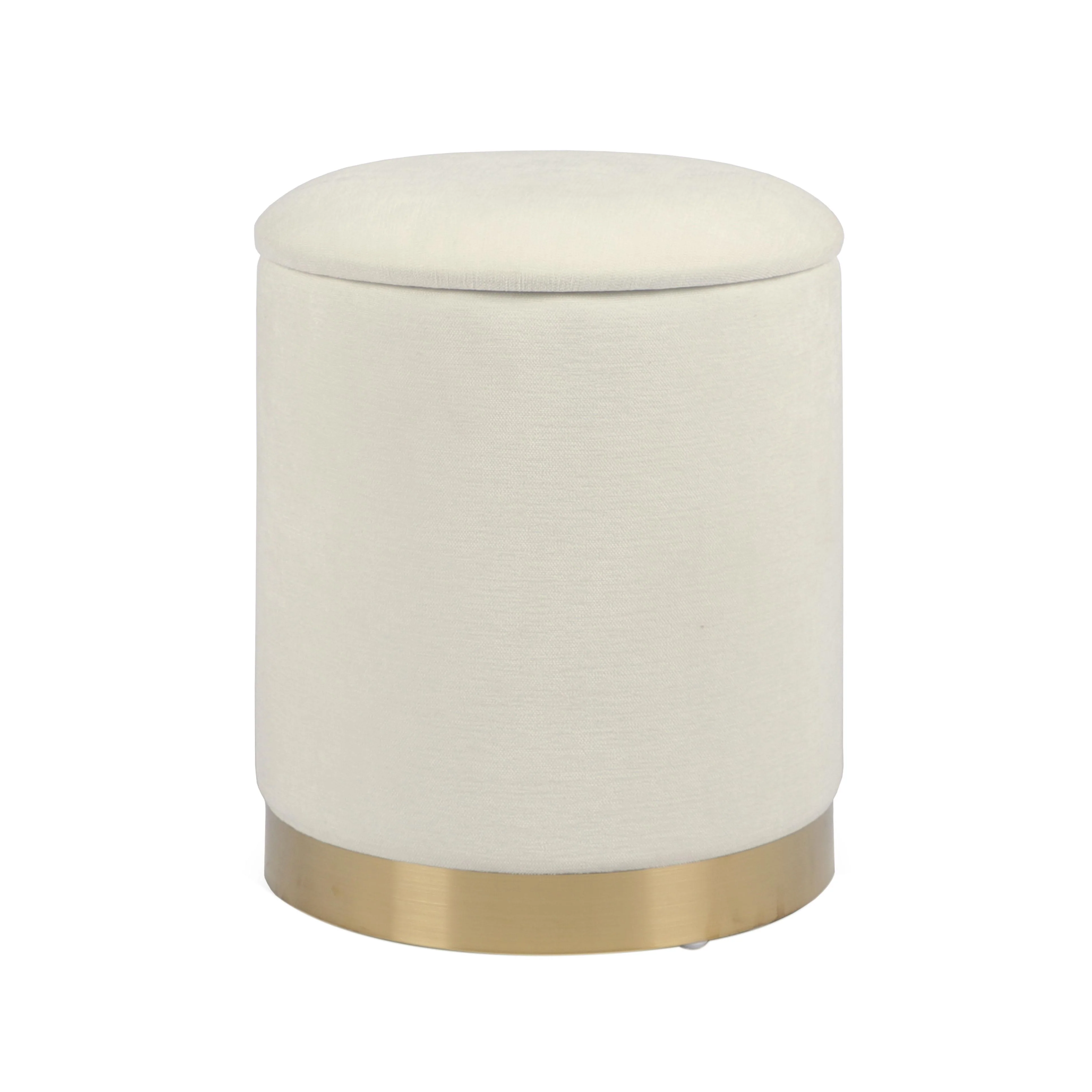 Zoe Cream Chenille Storage Ottoman
