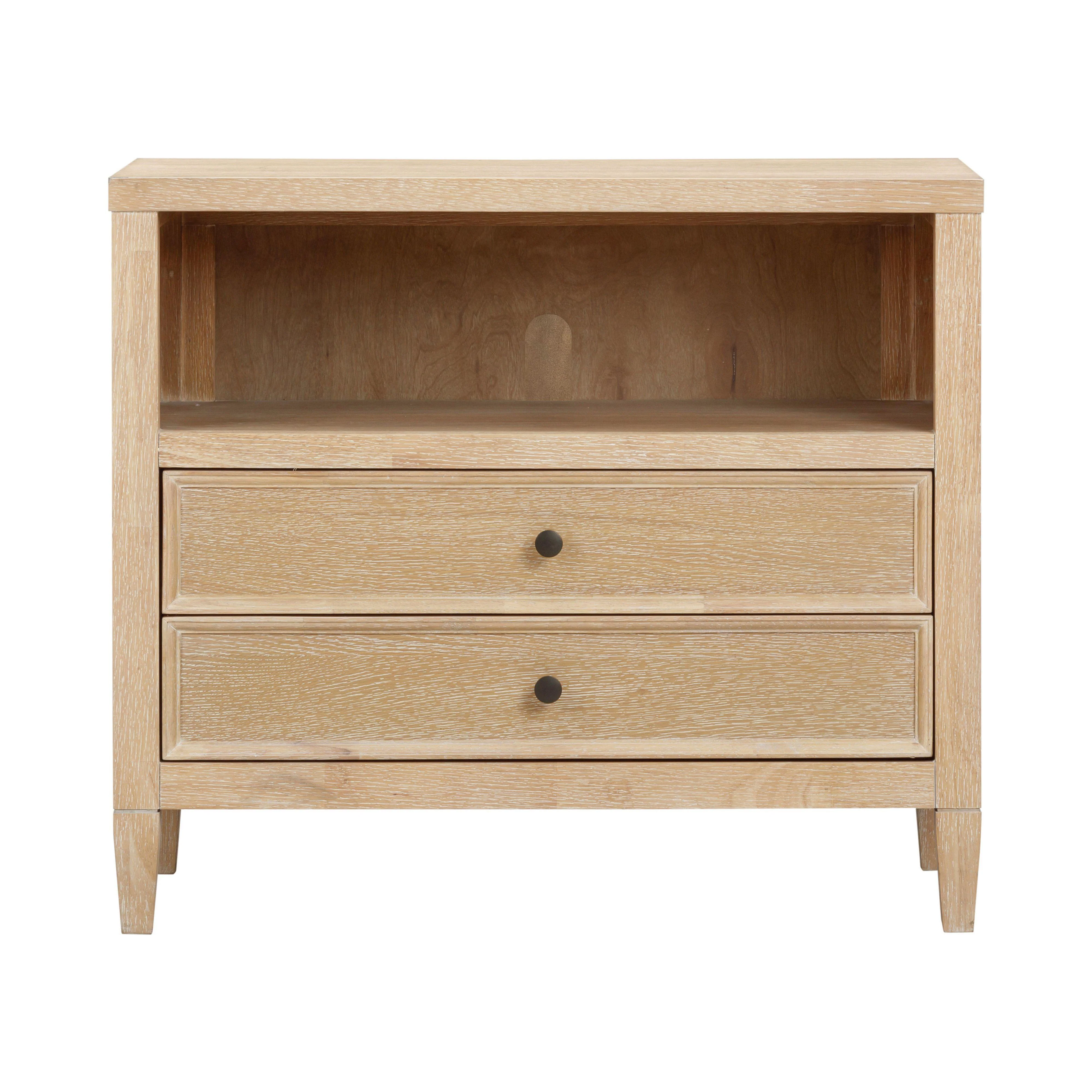 Bristol Park Whitewashed Oak Wood  Large Nightstand