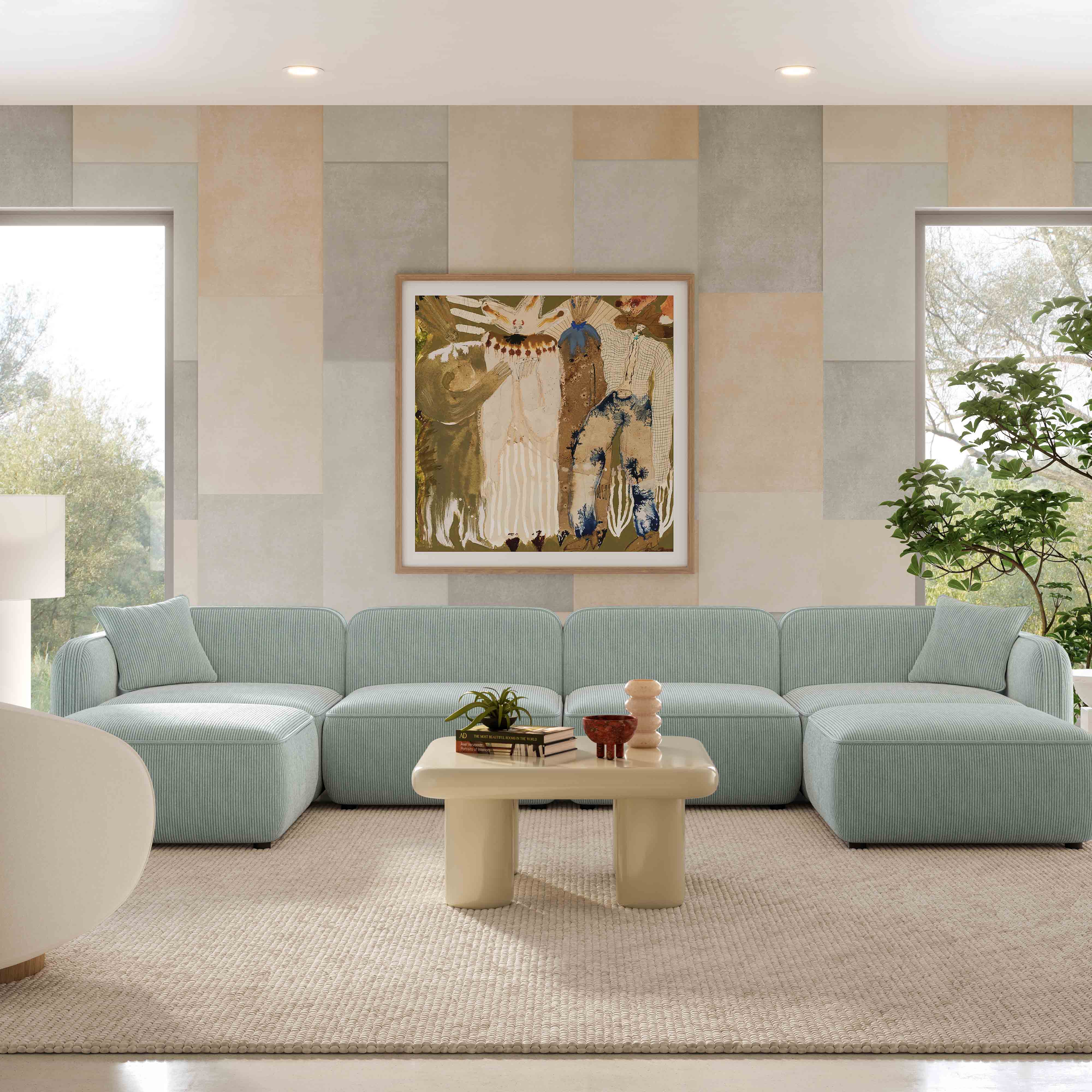 Travie Performance Corduroy Velvet 6-Piece Modular U-Sectional 25 Travie Performance Corduroy Velvet 6-Piece Modular U-Sectional