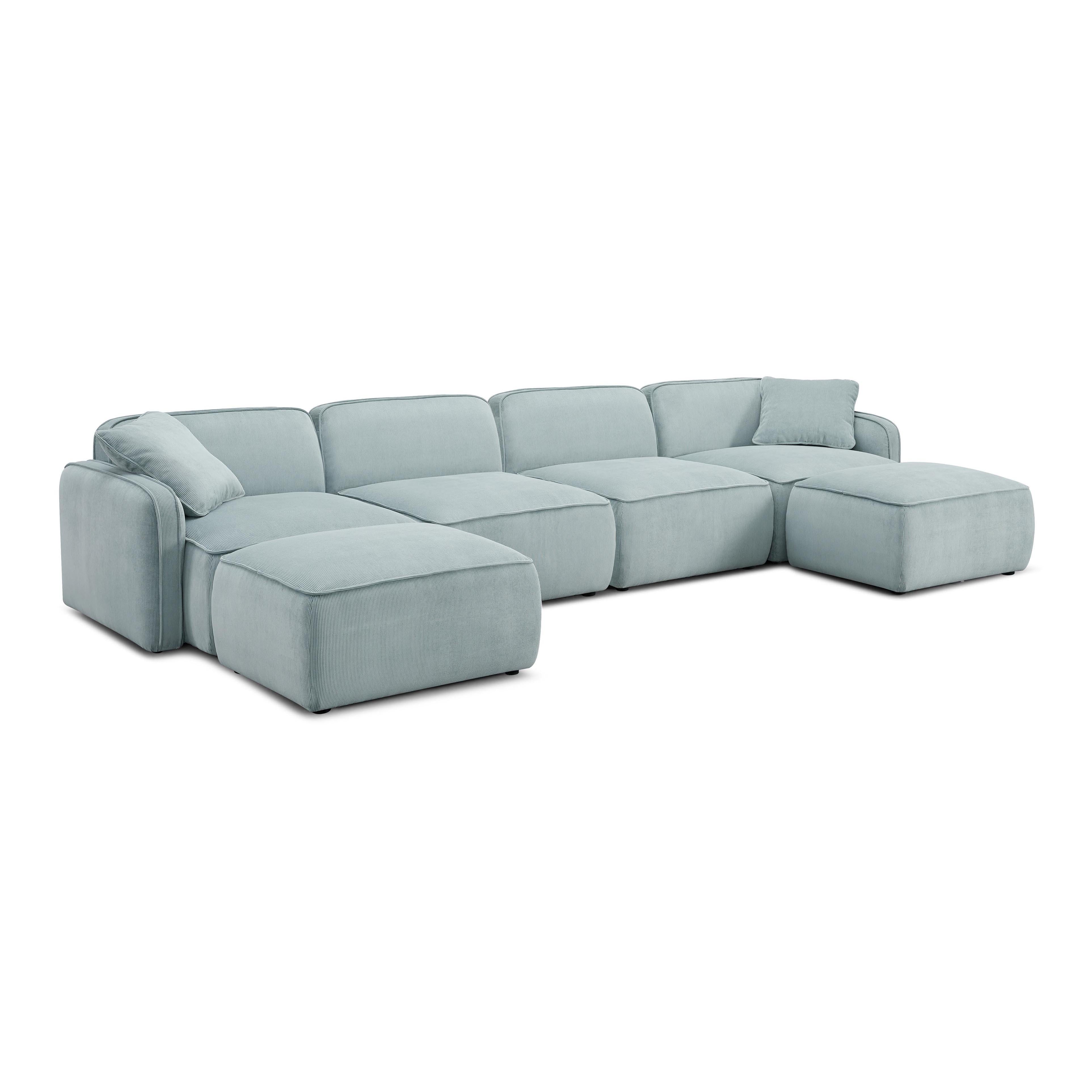 Travie Performance Corduroy Velvet 6-Piece Modular U-Sectional 24 Travie Performance Corduroy Velvet 6-Piece Modular U-Sectional