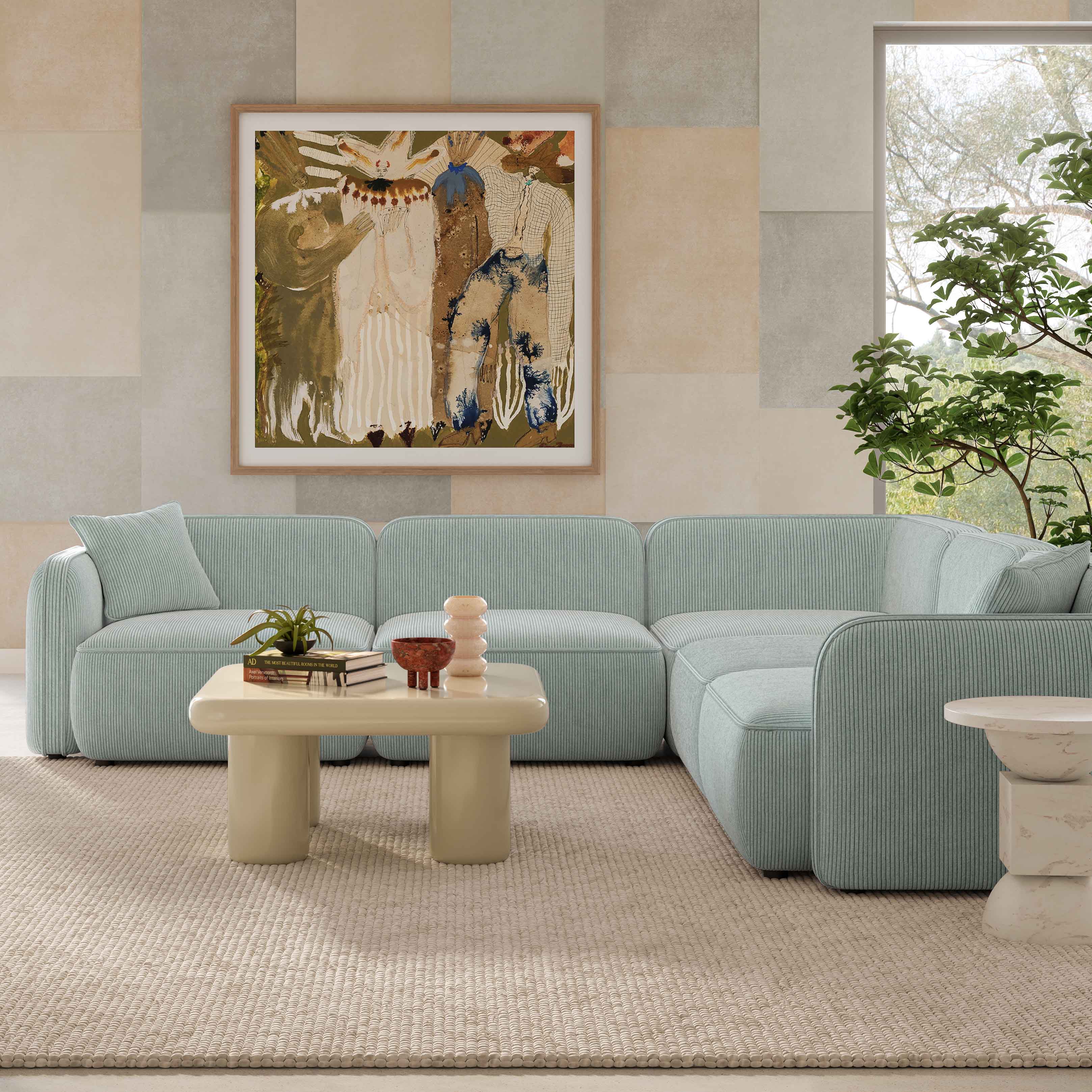 Travie Performance Corduroy Velvet Modular L-Sectional 24 Travie Performance Corduroy Velvet Modular L-Sectional