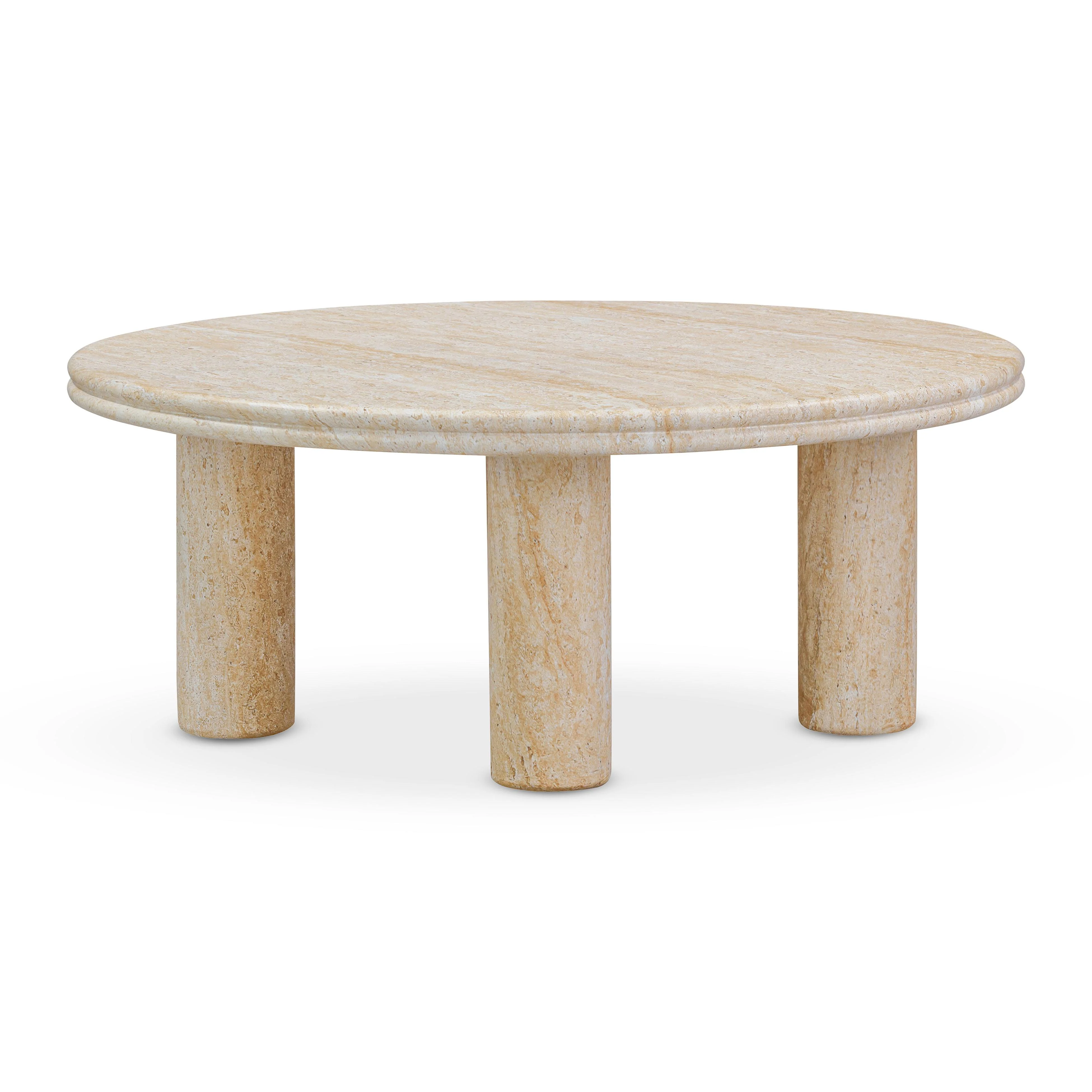 Amora Faux Travertine Indoor/Outdoor 32" Round Accent Table