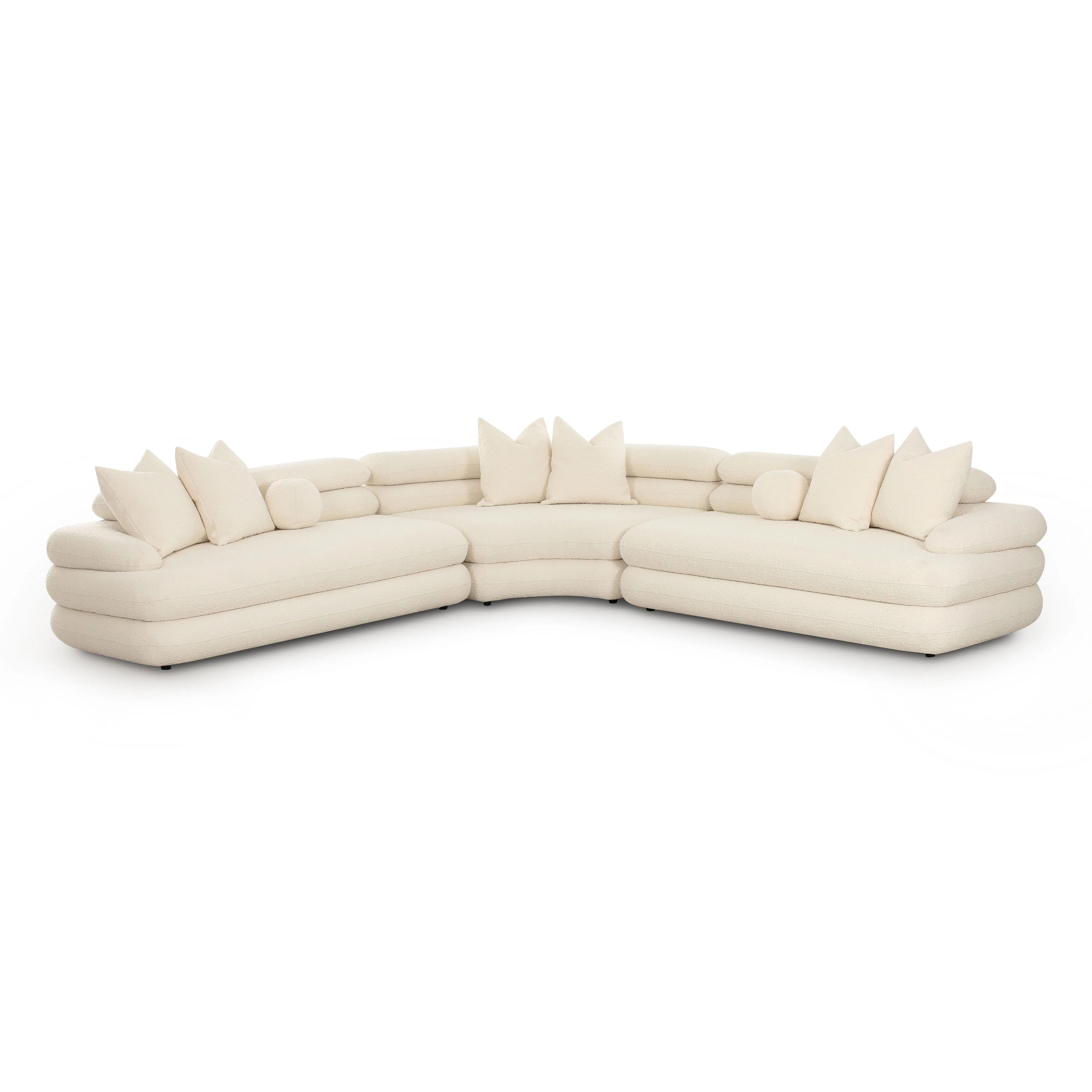 Lulu Cream Boucle Modular Curved Sectional 9 Lulu Cream Boucle Modular Curved Sectional