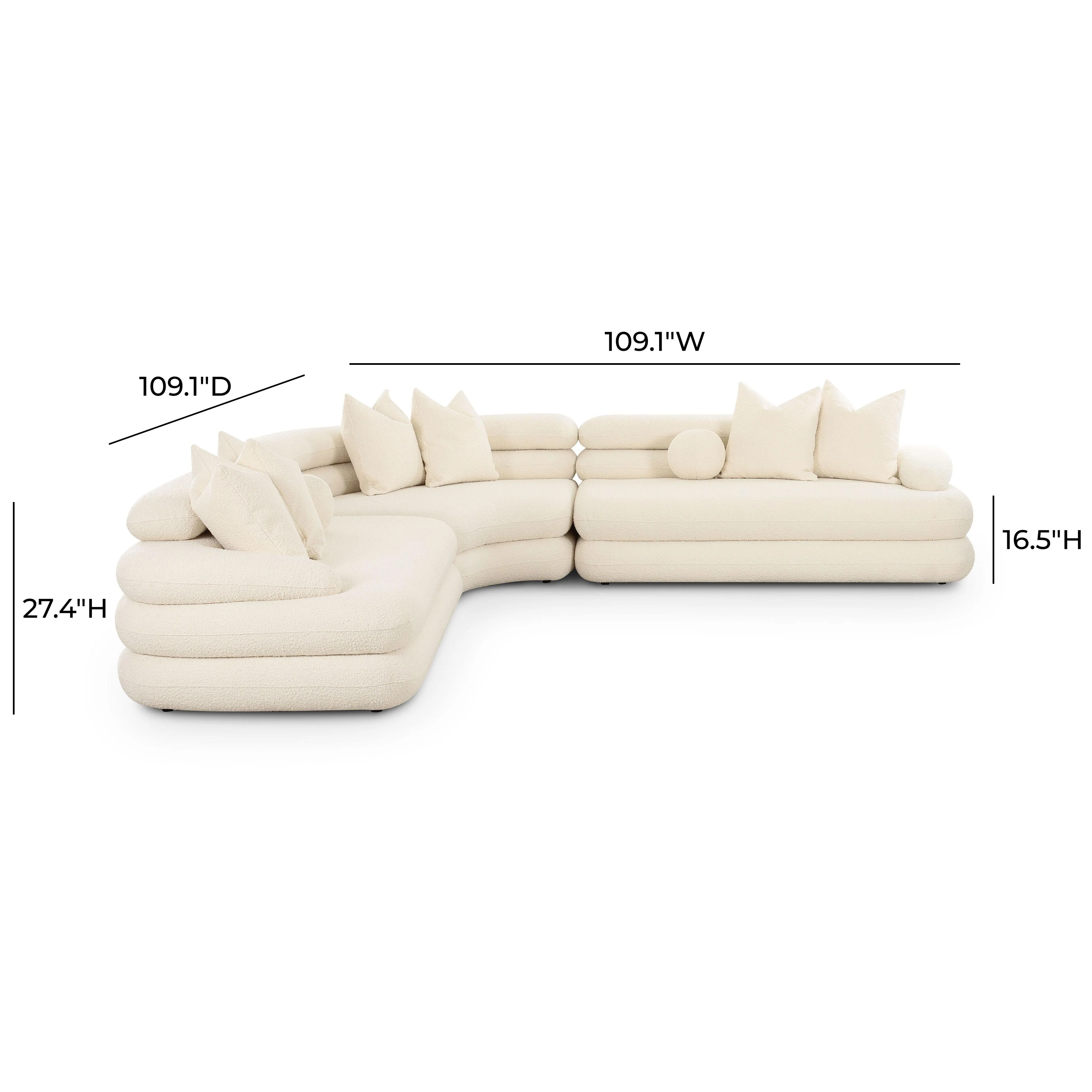 Lulu Cream Boucle Modular Curved Sectional 12 Lulu Cream Boucle Modular Curved Sectional