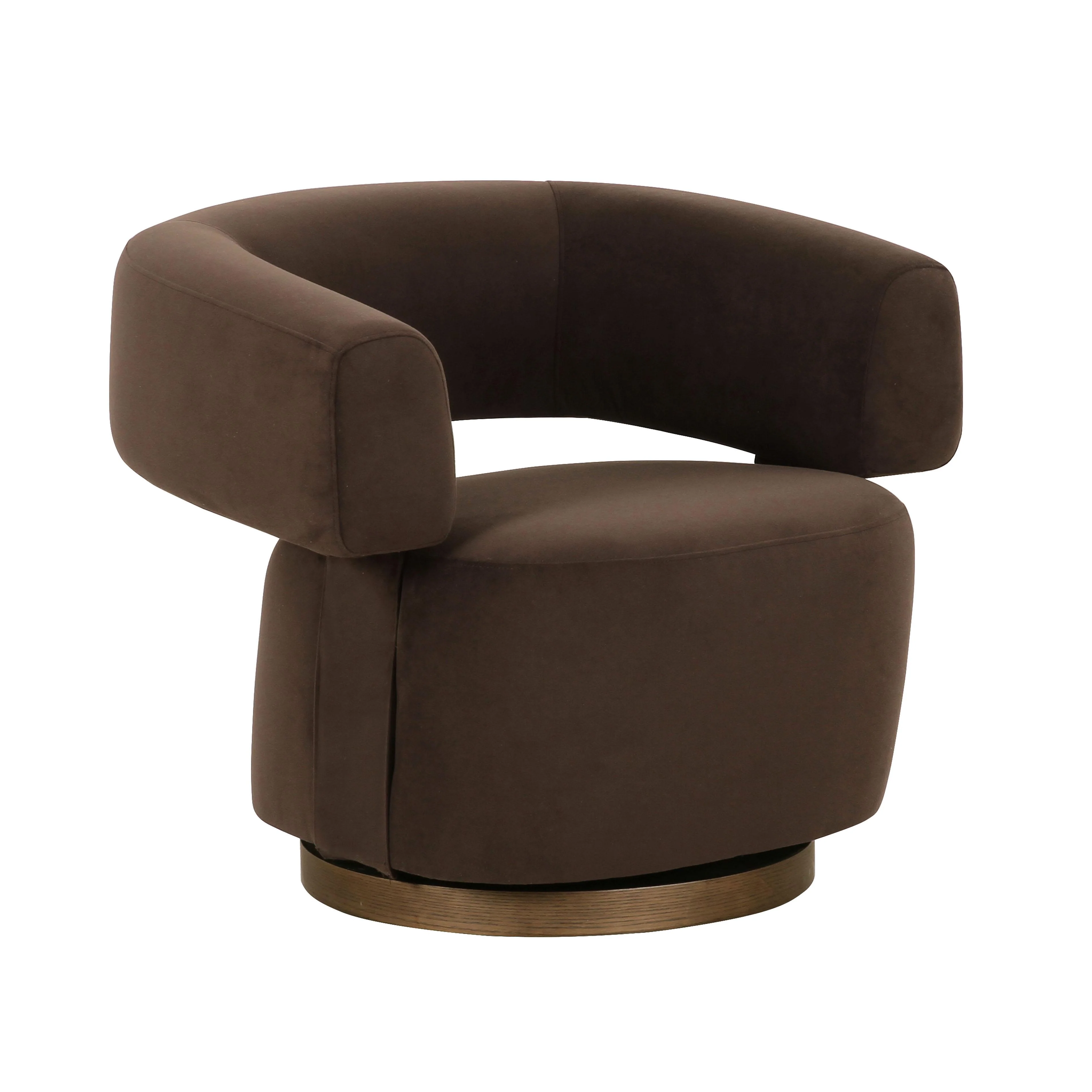 River Chocolate Brown Performance Velvet Swivel Accent Chair