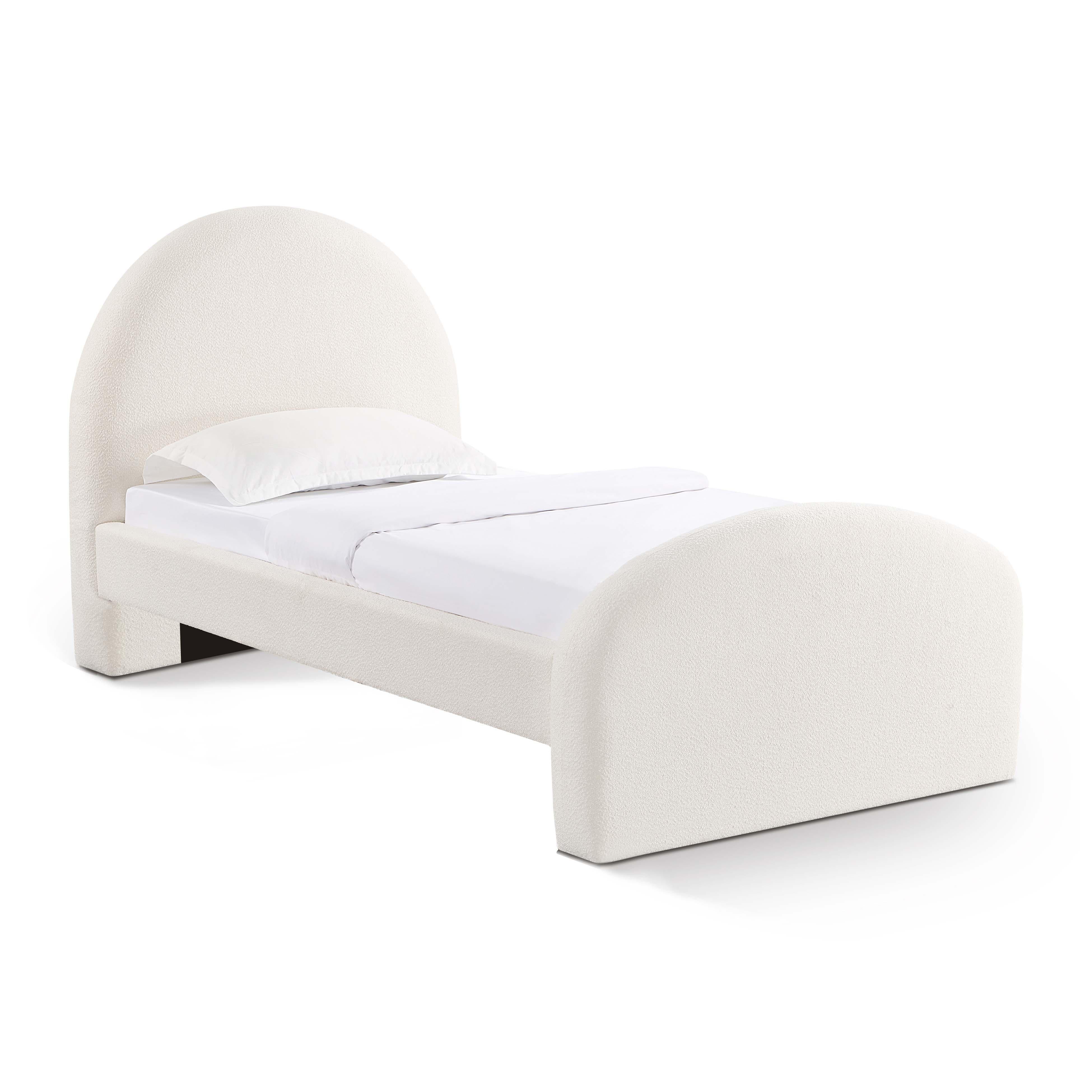 Moon Cream Boucle Twin Bed 1 Moon Cream Boucle Twin Bed